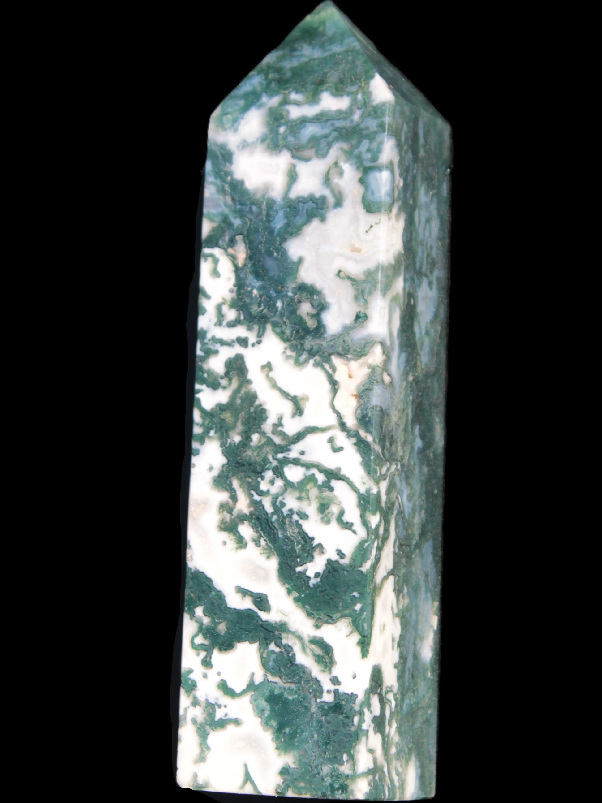 Ocean Moss Agate obelisk 35*147mm 413g Rocks and Things Store