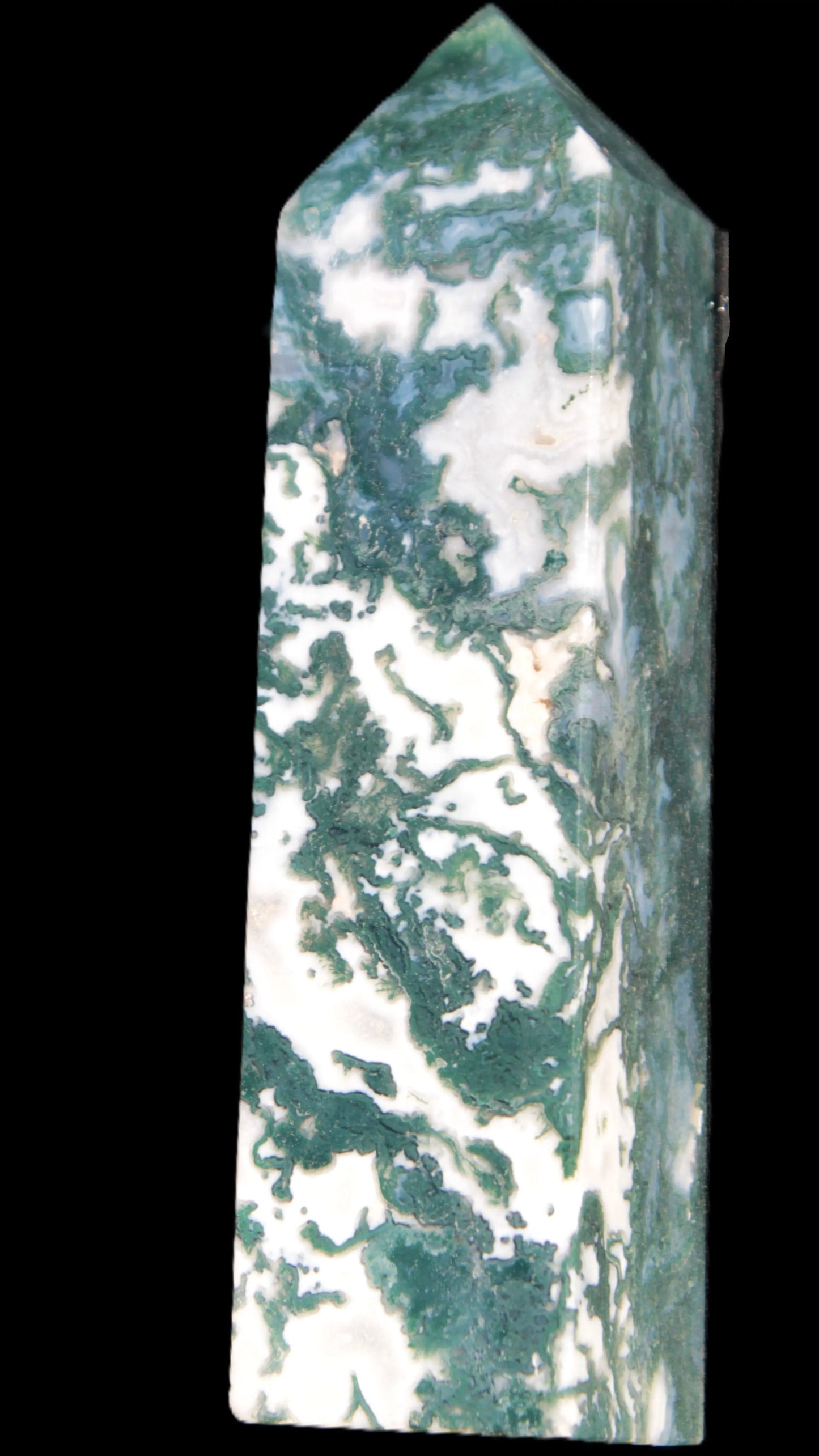 Ocean Moss Agate obelisk 35*147mm 413g Rocks and Things Store