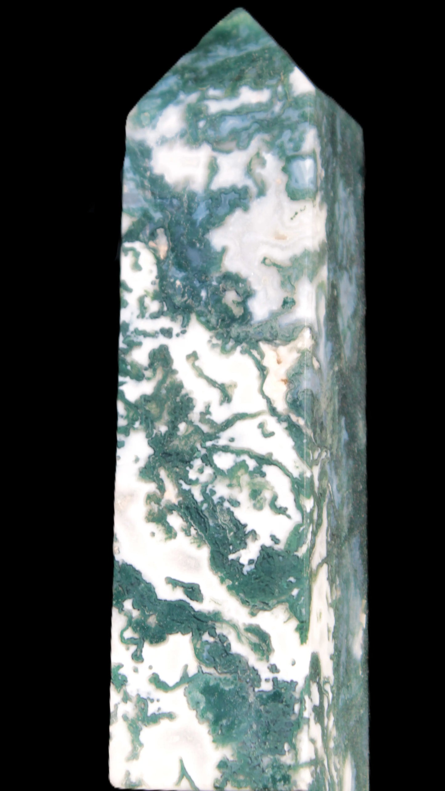 Ocean Moss Agate obelisk 35*147mm 413g Rocks and Things Store