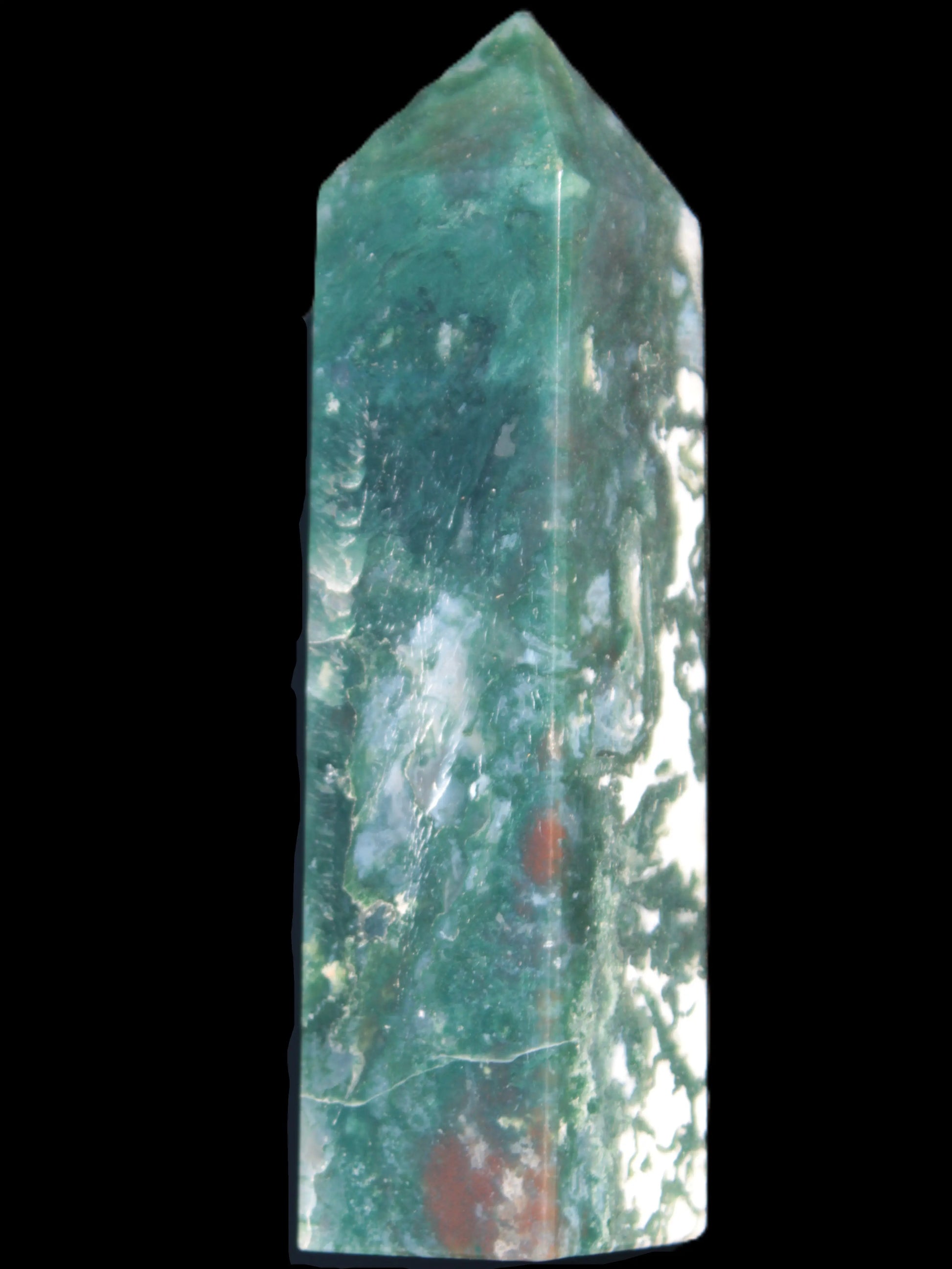 Ocean Moss Agate obelisk 35*147mm 413g Rocks and Things Store