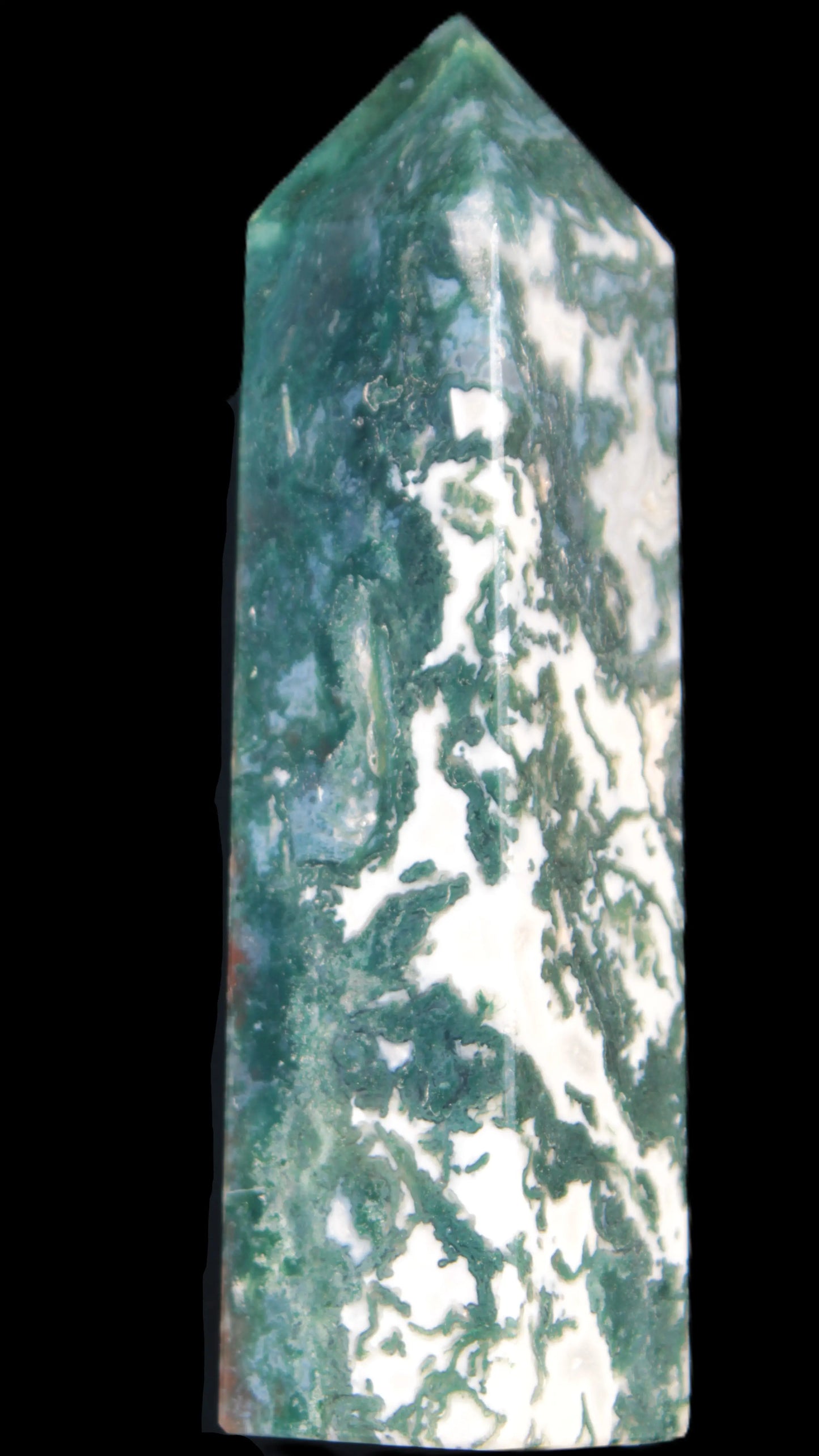 Ocean Moss Agate obelisk 35*147mm 413g Rocks and Things Store