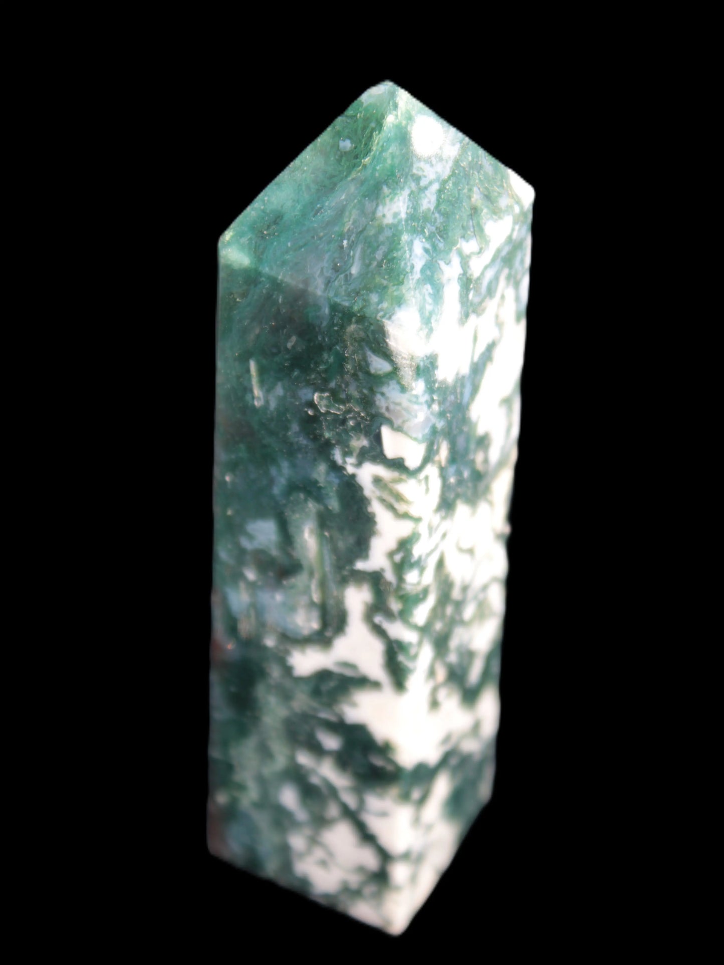 Ocean Moss Agate obelisk 35*147mm 413g Rocks and Things Store