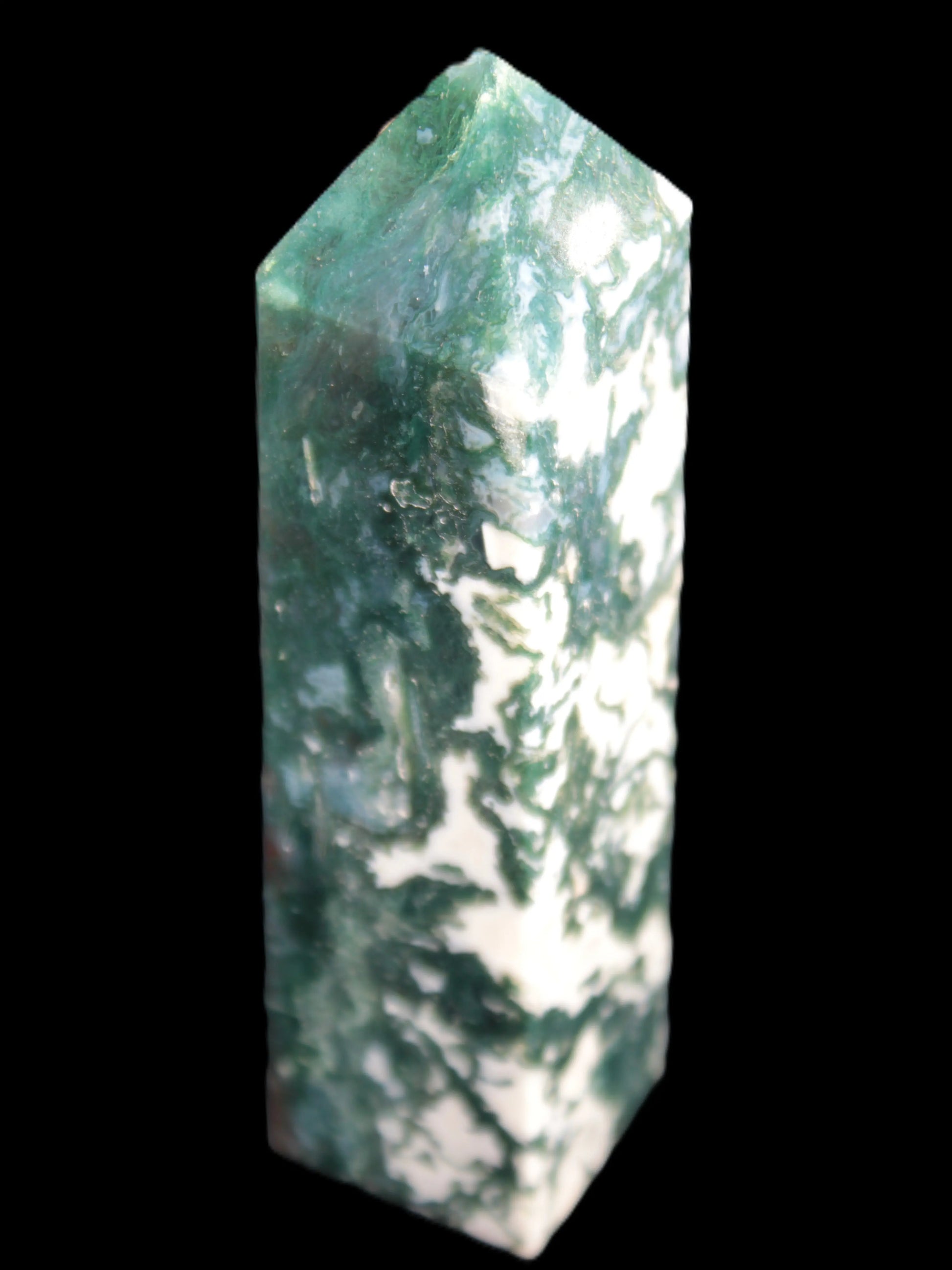 Ocean Moss Agate obelisk 35*147mm 413g Rocks and Things Store