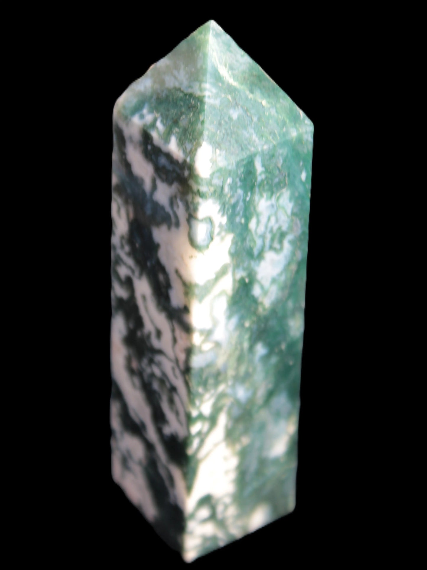 Ocean Moss Agate obelisk 35*147mm 413g Rocks and Things Store