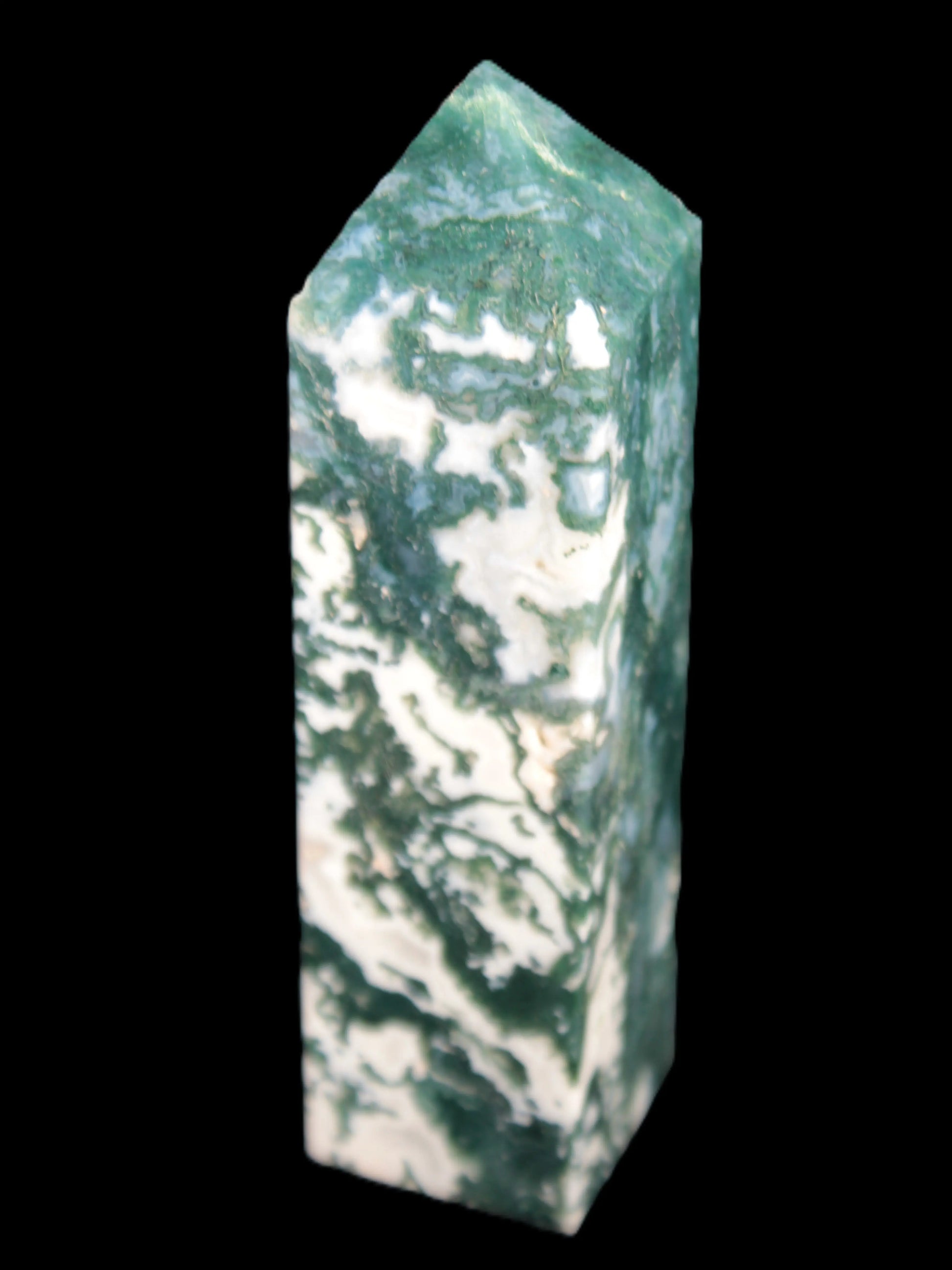 Ocean Moss Agate obelisk 35*147mm 413g Rocks and Things Store