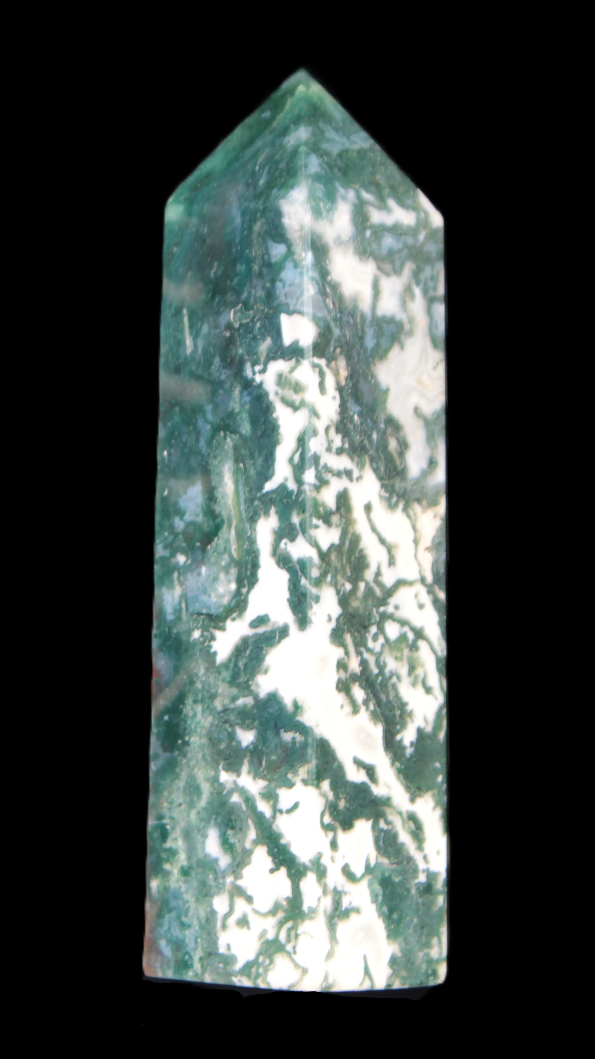 Ocean Moss Agate obelisk 35*147mm 413g Rocks and Things Store