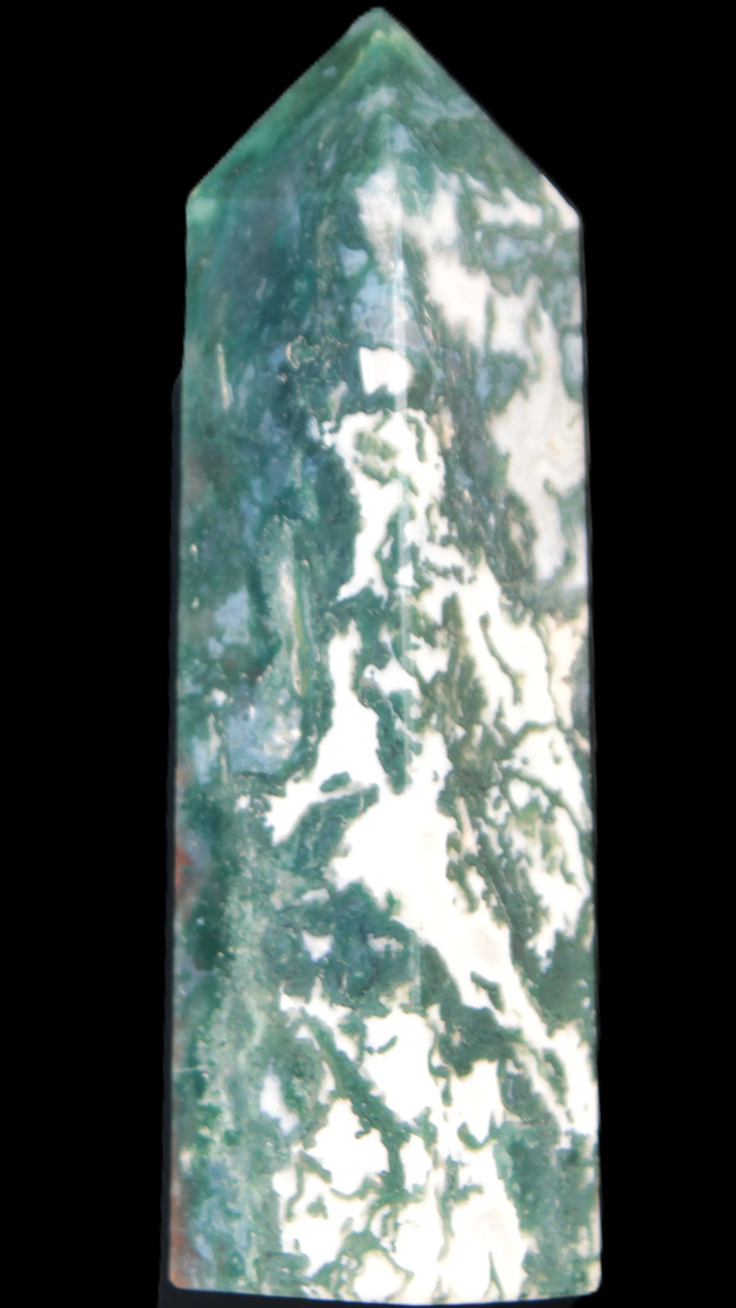 Ocean Moss Agate obelisk 35*147mm 413g Rocks and Things Store