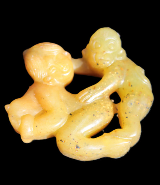 Old chinese hand-carved orange Jade erotic statue 41g Rocks and Things