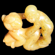 Old chinese hand-carved orange Jade erotic statue 41g Rocks and Things