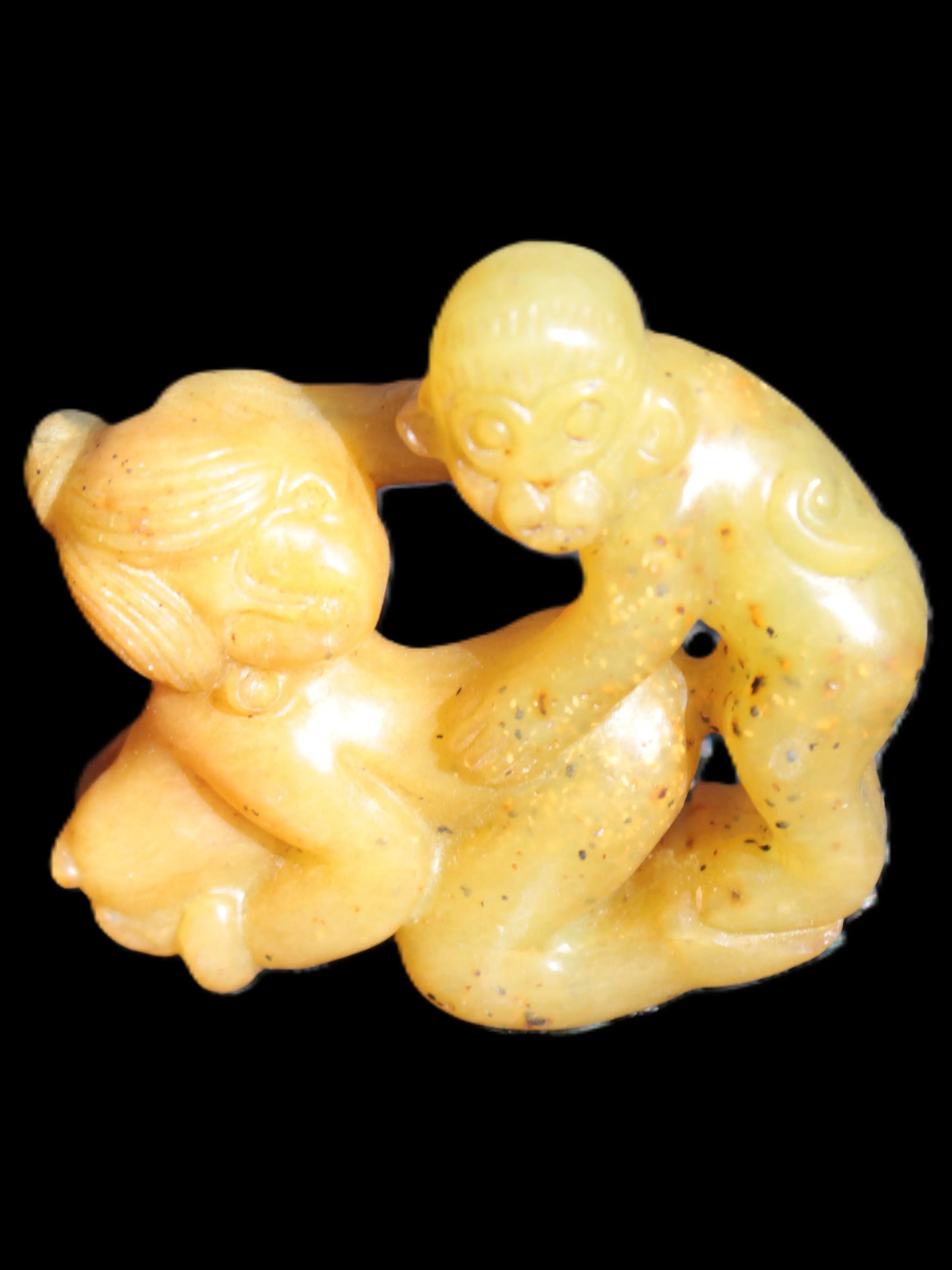 Old chinese hand-carved orange Jade erotic statue 41g Rocks and Things