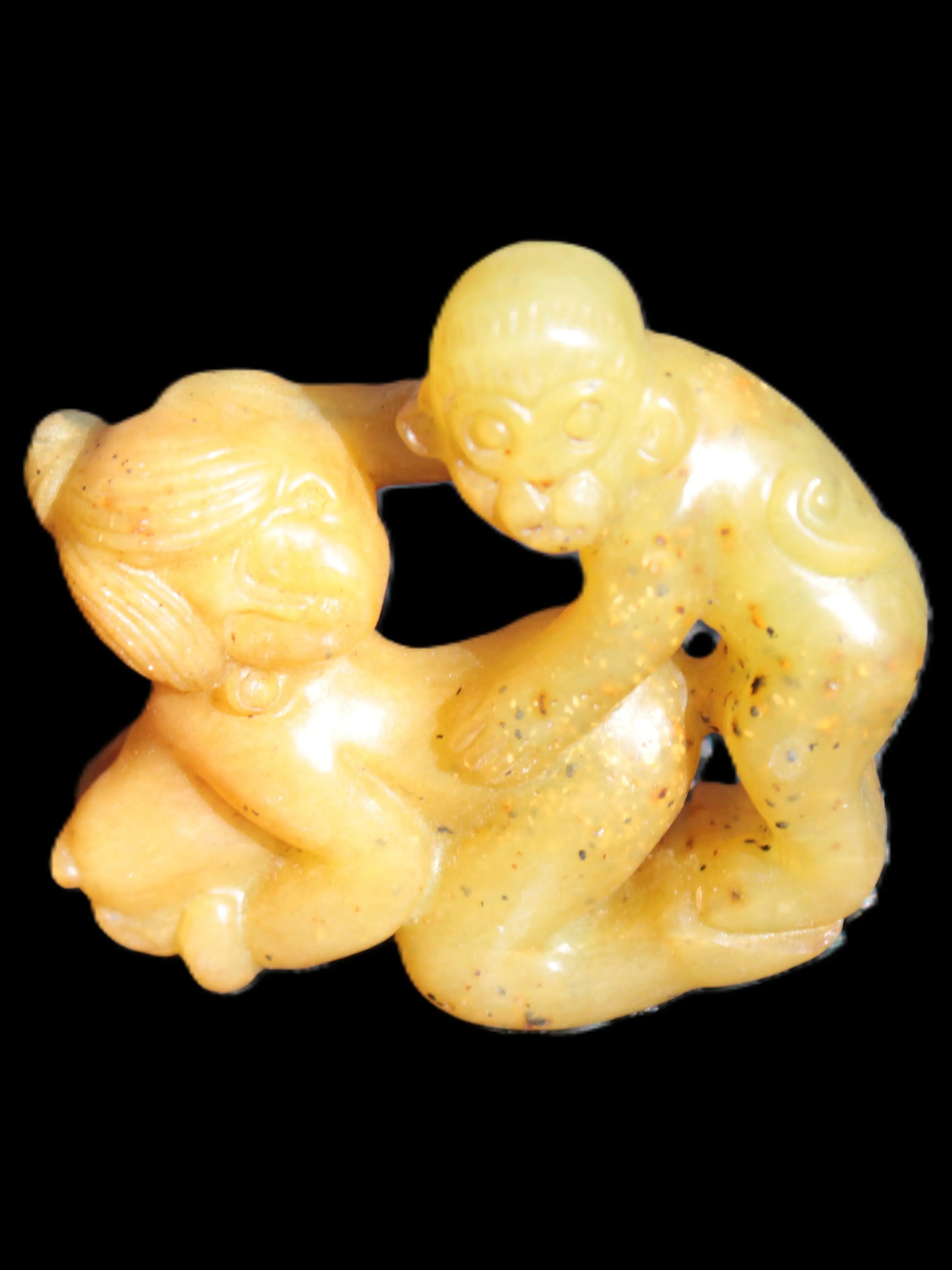 Old chinese hand-carved orange Jade erotic statue 41g Rocks and Things