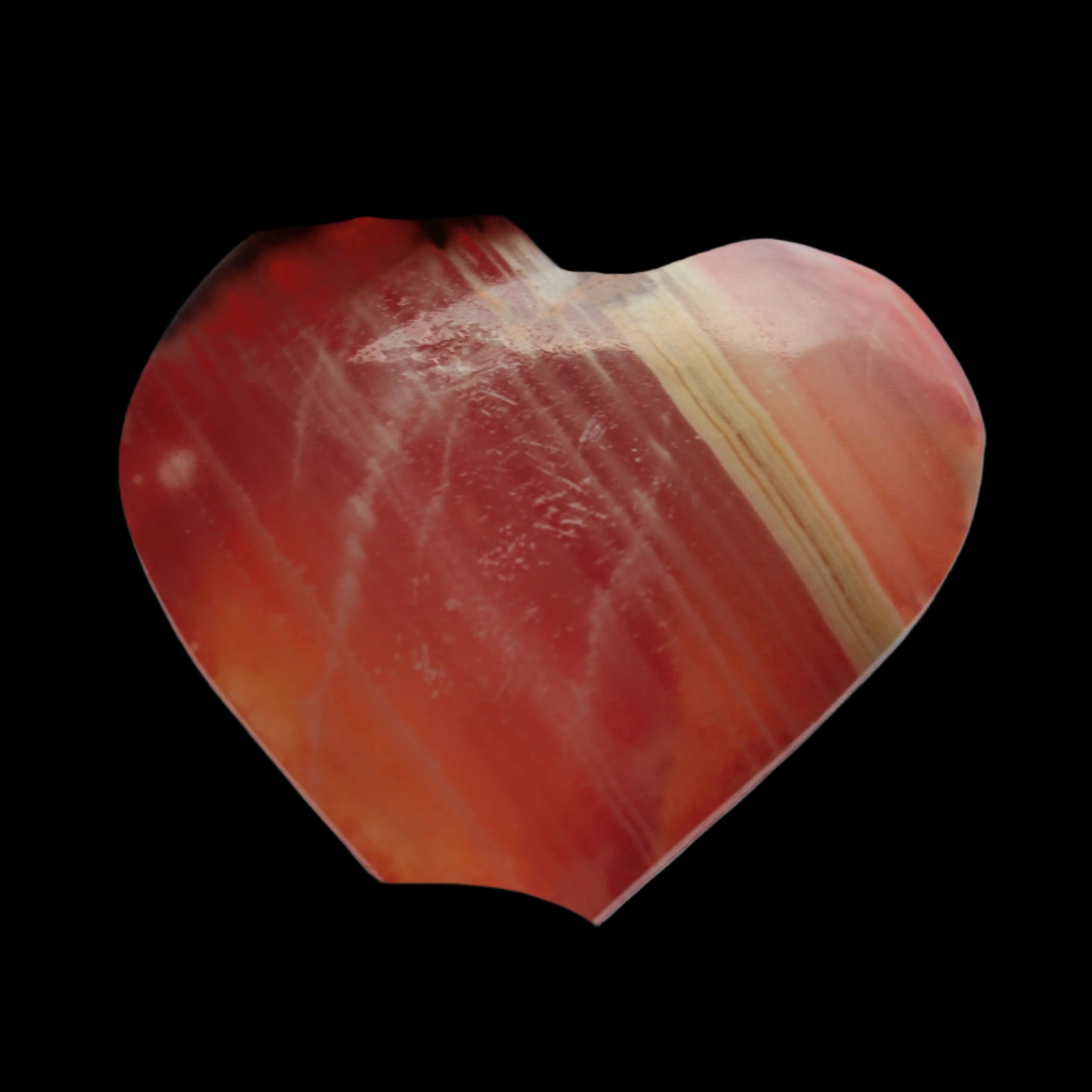 Orange Calcite hand-carved heart 57g Rocks and Things Store
