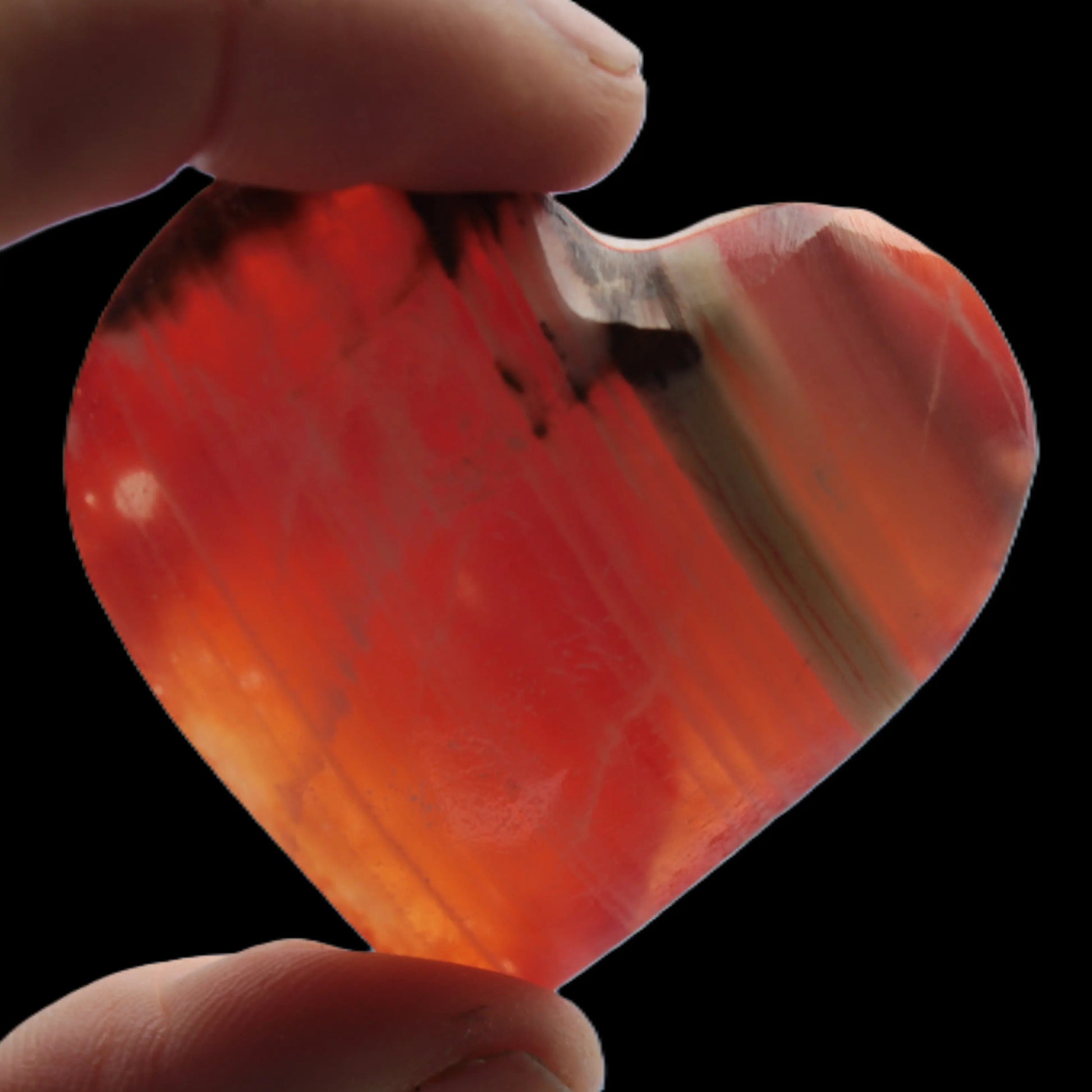 Orange Calcite hand-carved heart 57g Rocks and Things Store