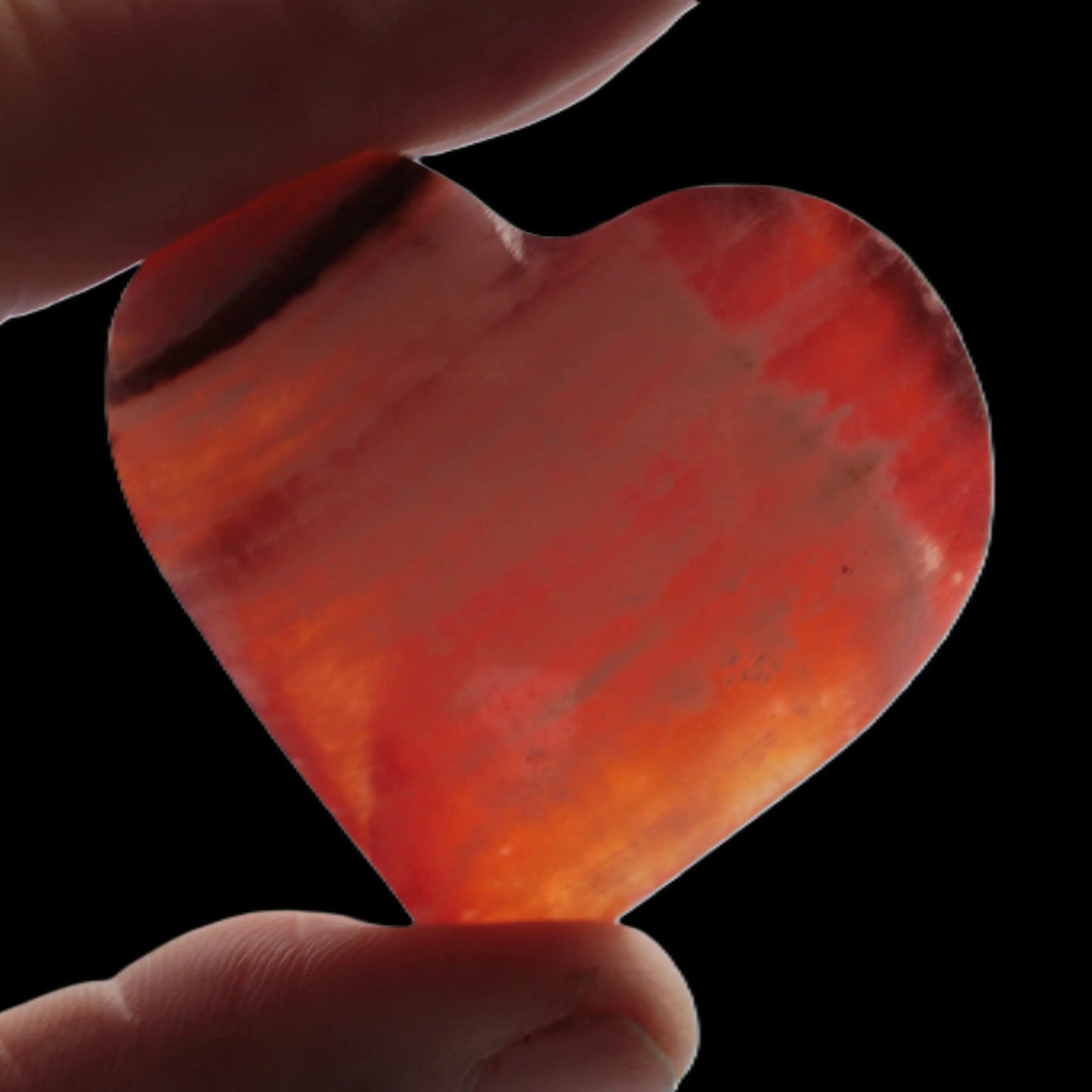 Orange Calcite hand-carved heart 57g Rocks and Things Store