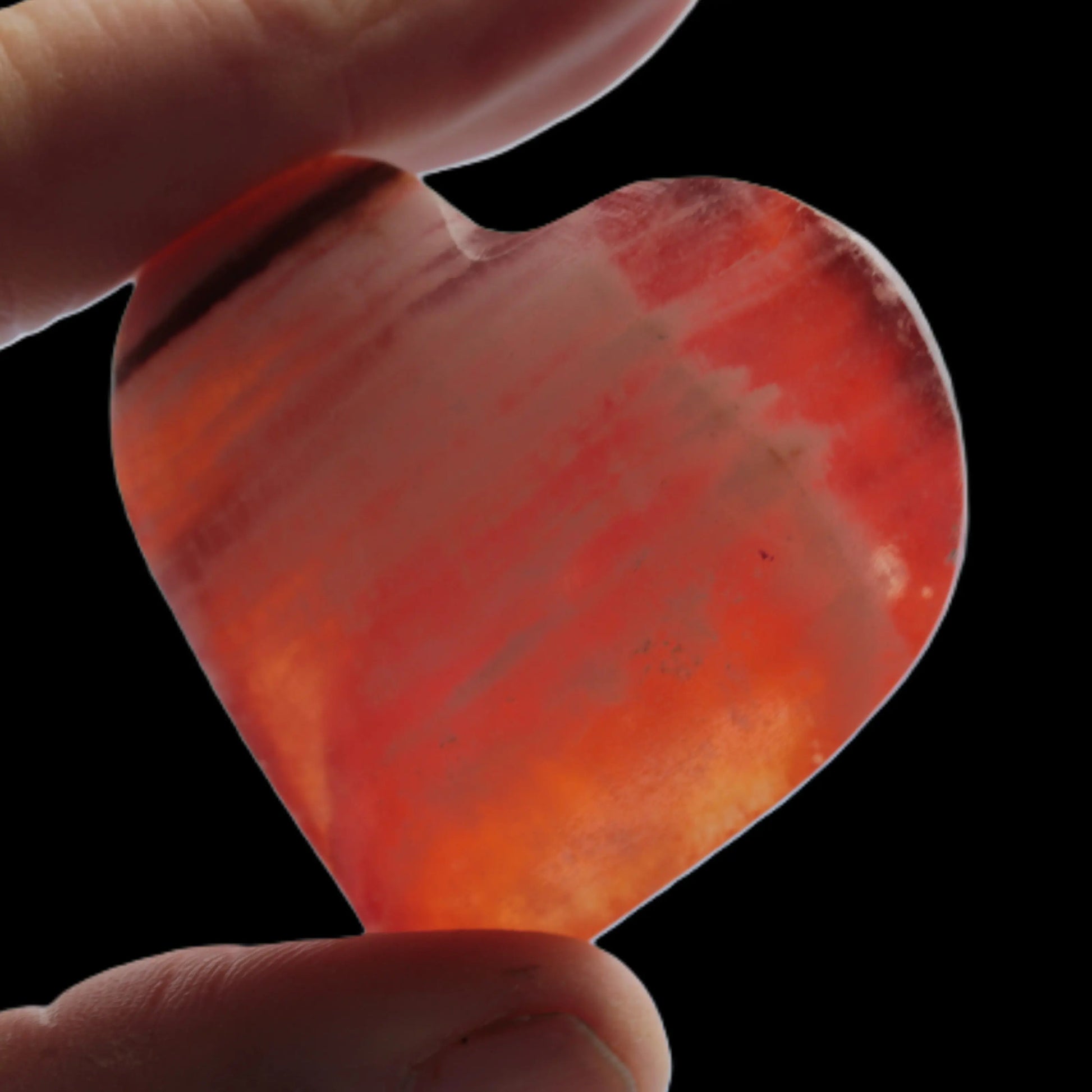 Orange Calcite hand-carved heart 57g Rocks and Things Store