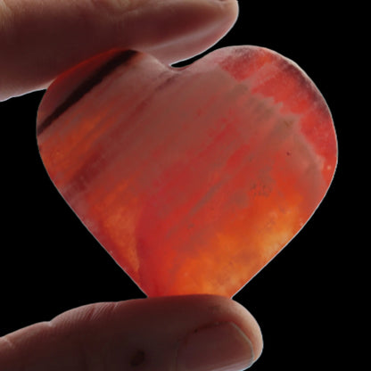 Orange Calcite hand-carved heart 57g Rocks and Things Store