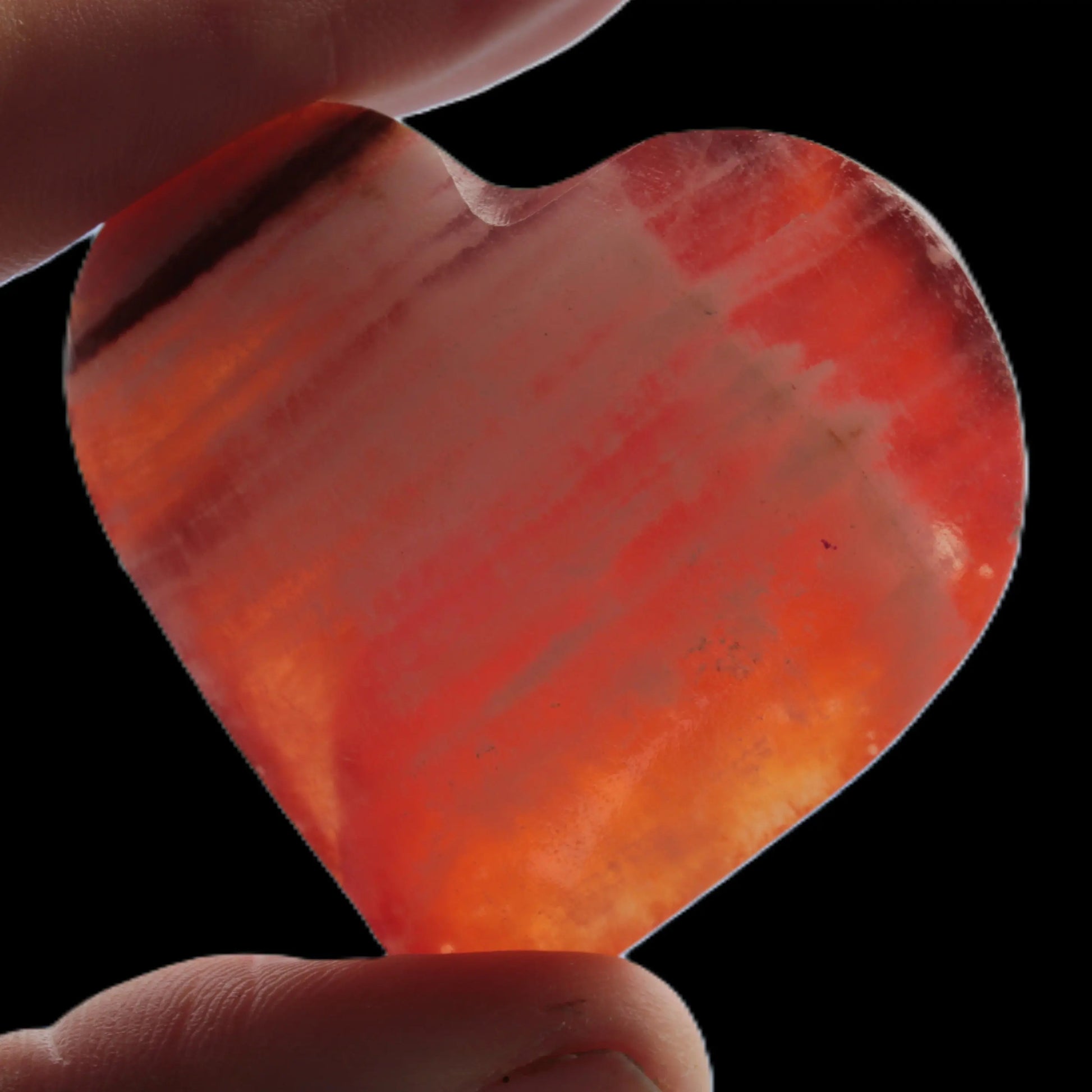 Orange Calcite hand-carved heart 57g Rocks and Things Store