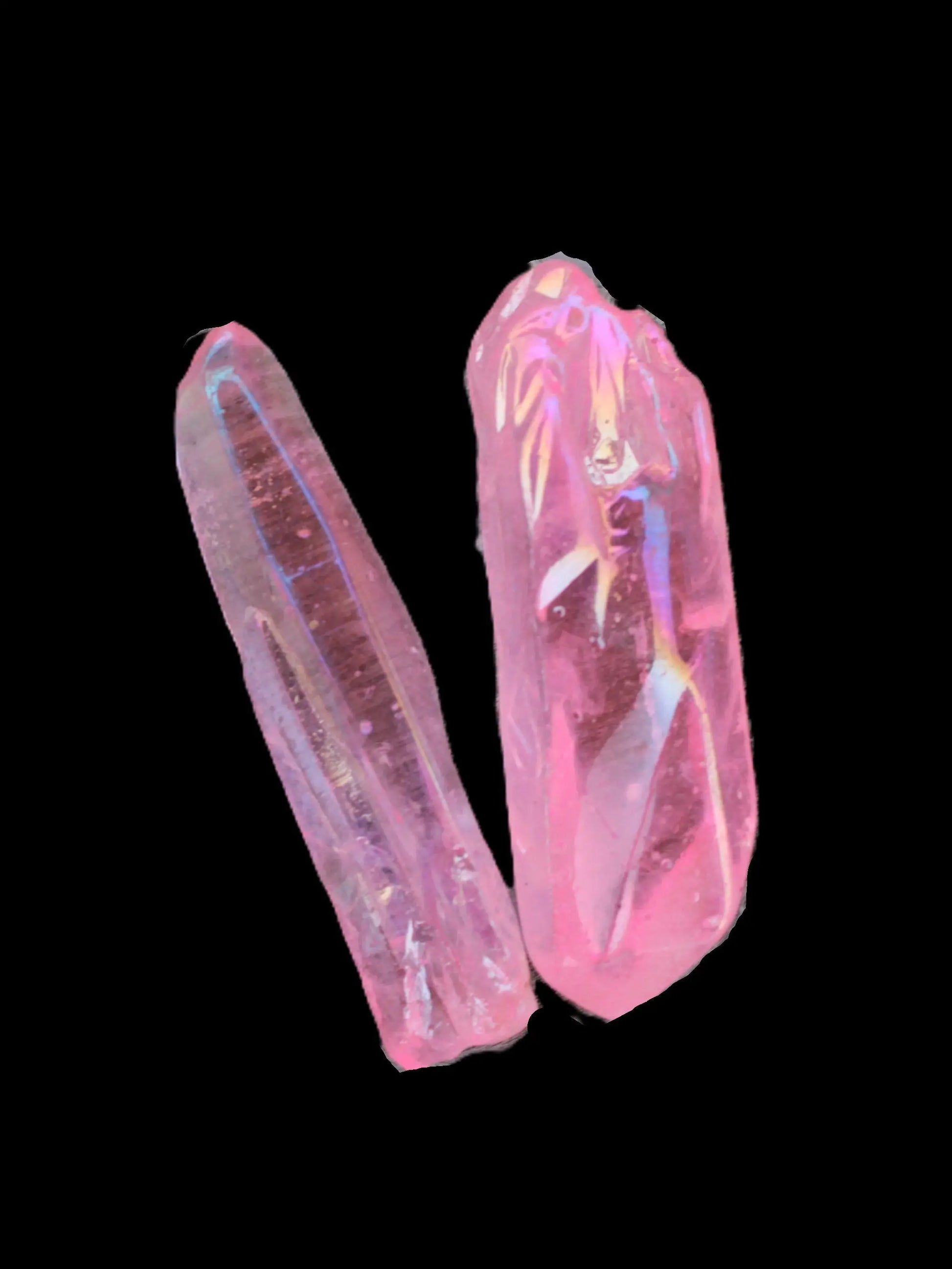 Pink Angel Aura Quartz crystals electroplated with Titanium 6-7g Rocks and Things