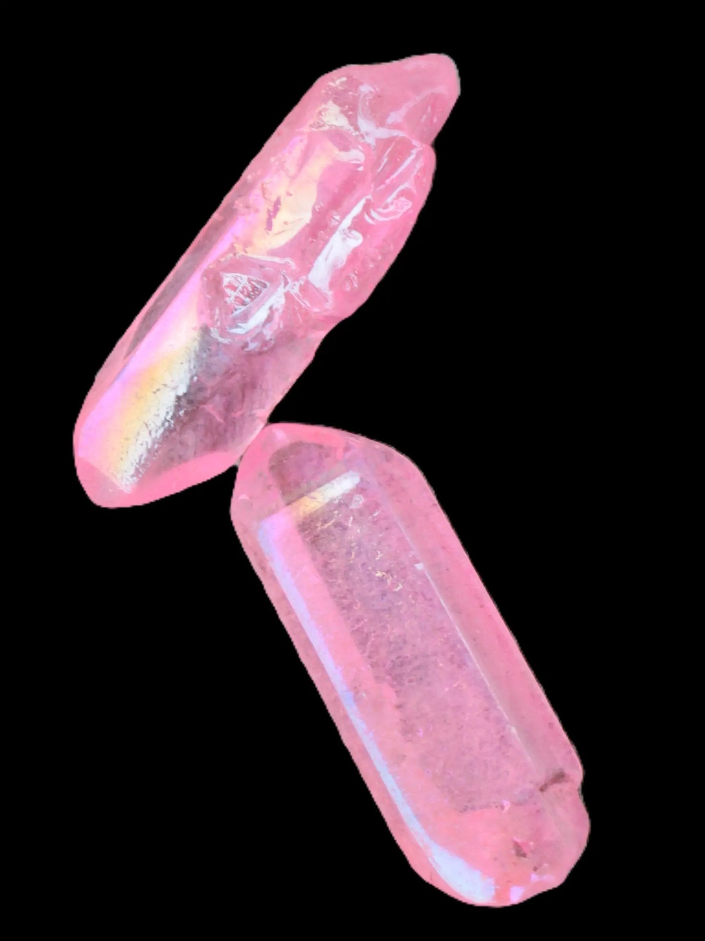 Pink Angel Aura Quartz crystals electroplated with Titanium 6-7g Rocks and Things