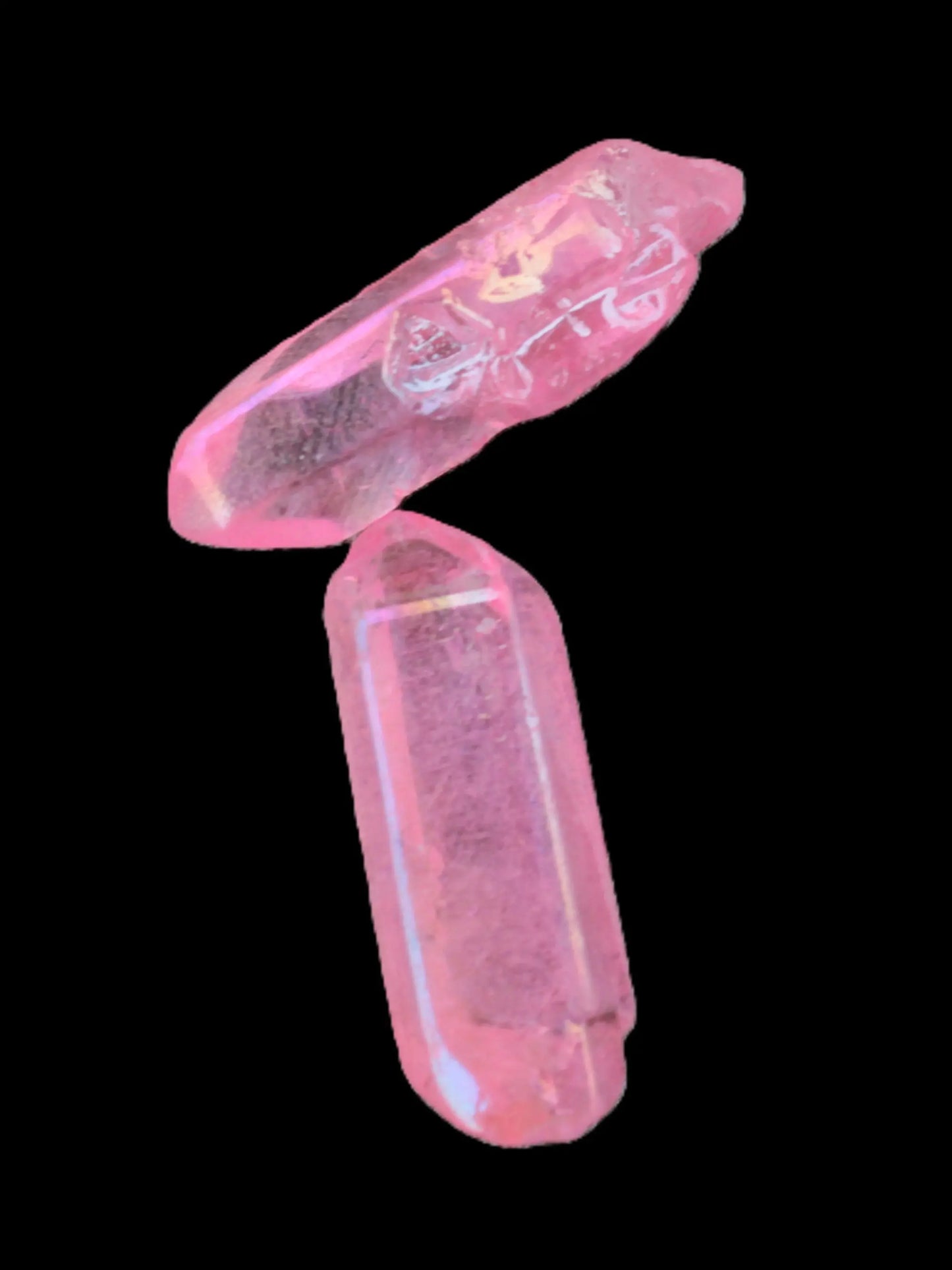 Pink Angel Aura Quartz crystals electroplated with Titanium 6-7g Rocks and Things