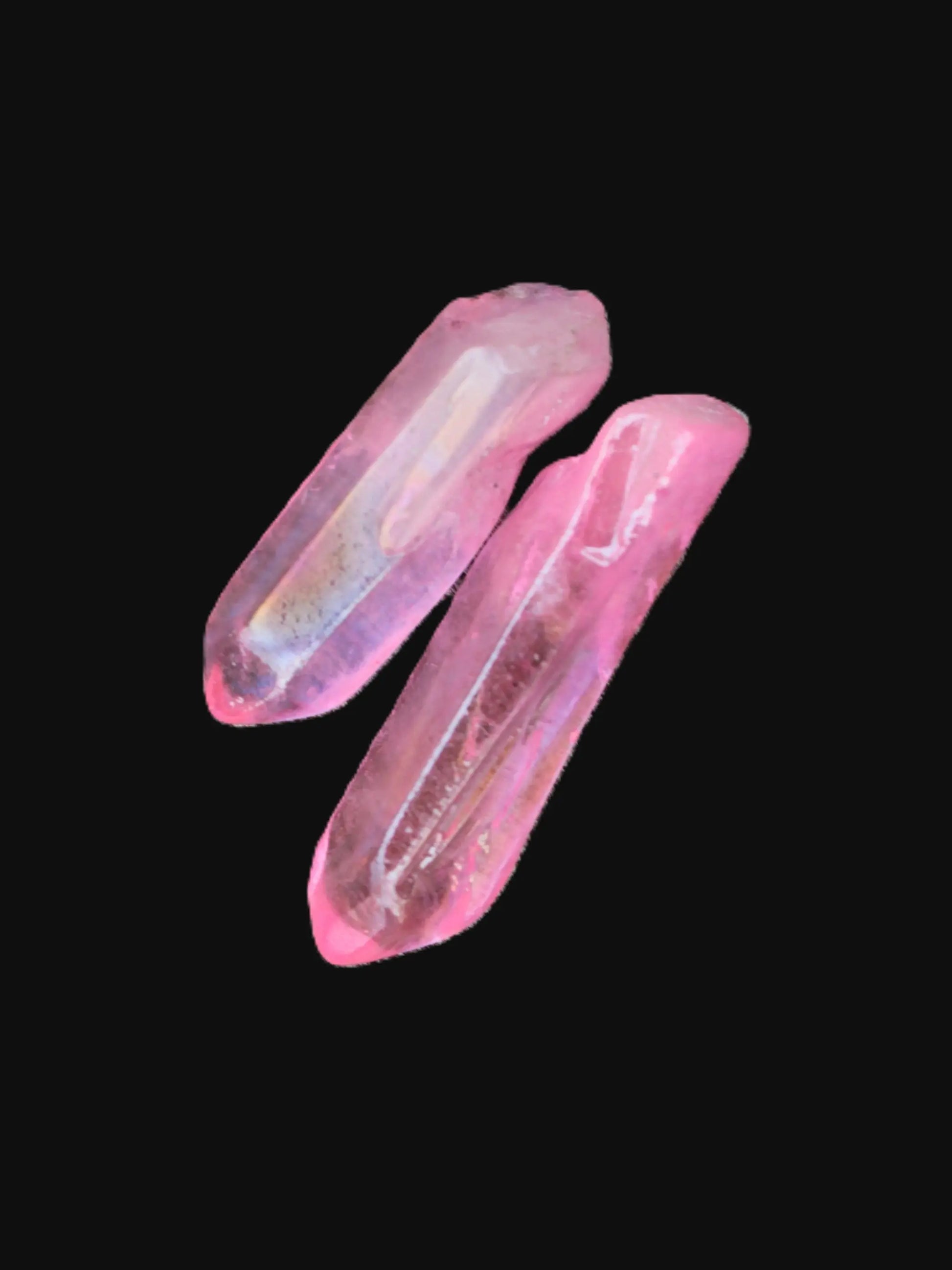 Pink Angel Aura Quartz crystals electroplated with Titanium 6-7g Rocks and Things