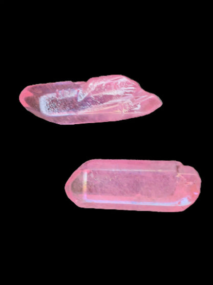 Pink Angel Aura Quartz crystals electroplated with Titanium 6-7g Rocks and Things