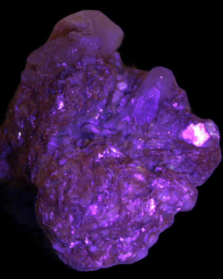 Pink Morganite crystals in Mica matrix from Afghanistan 300.5ct 60.1g in UV light - Rocks and Things Store