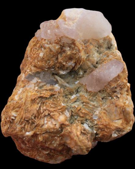 Pink Morganite crystals in Mica matrix from Afghanistan 300.5ct 60.1g in sunlight - Rocks and Things Store