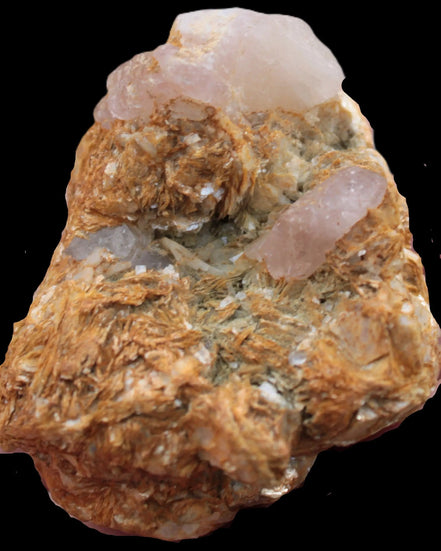 Pink Morganite crystals in Mica matrix from Afghanistan 300.5ct 60.1g in sunlight - Rocks and Things Store
