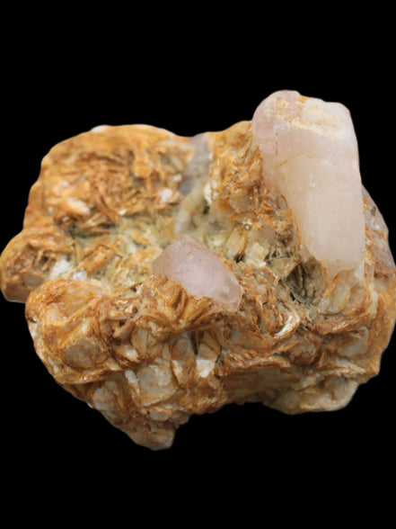 Pink Morganite crystals in Mica matrix from Afghanistan 300.5ct 60.1g in sunlight - Rocks and Things Store