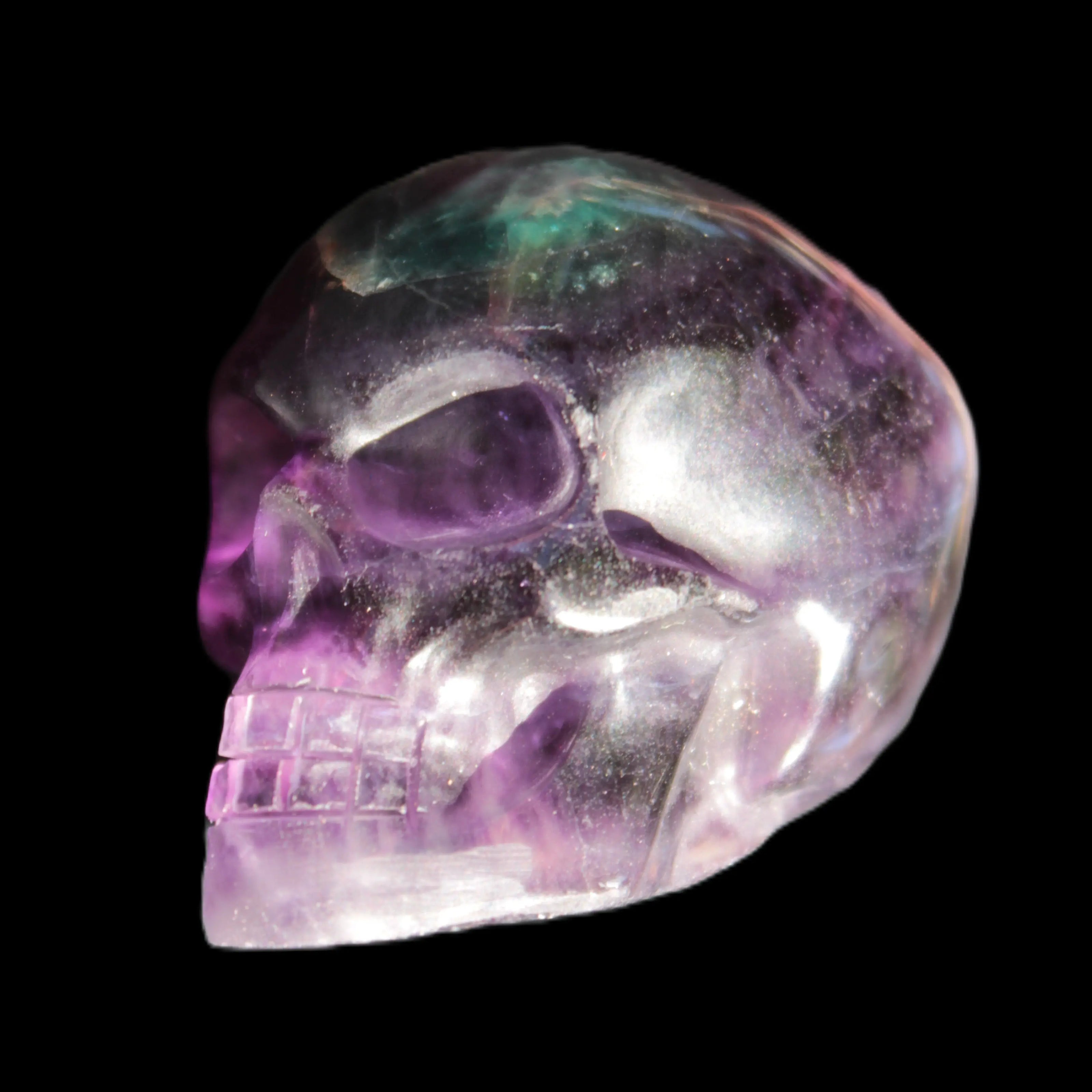 Purple with Green Fluorite skull 48*32*36mm 108g Rocks and Things Store