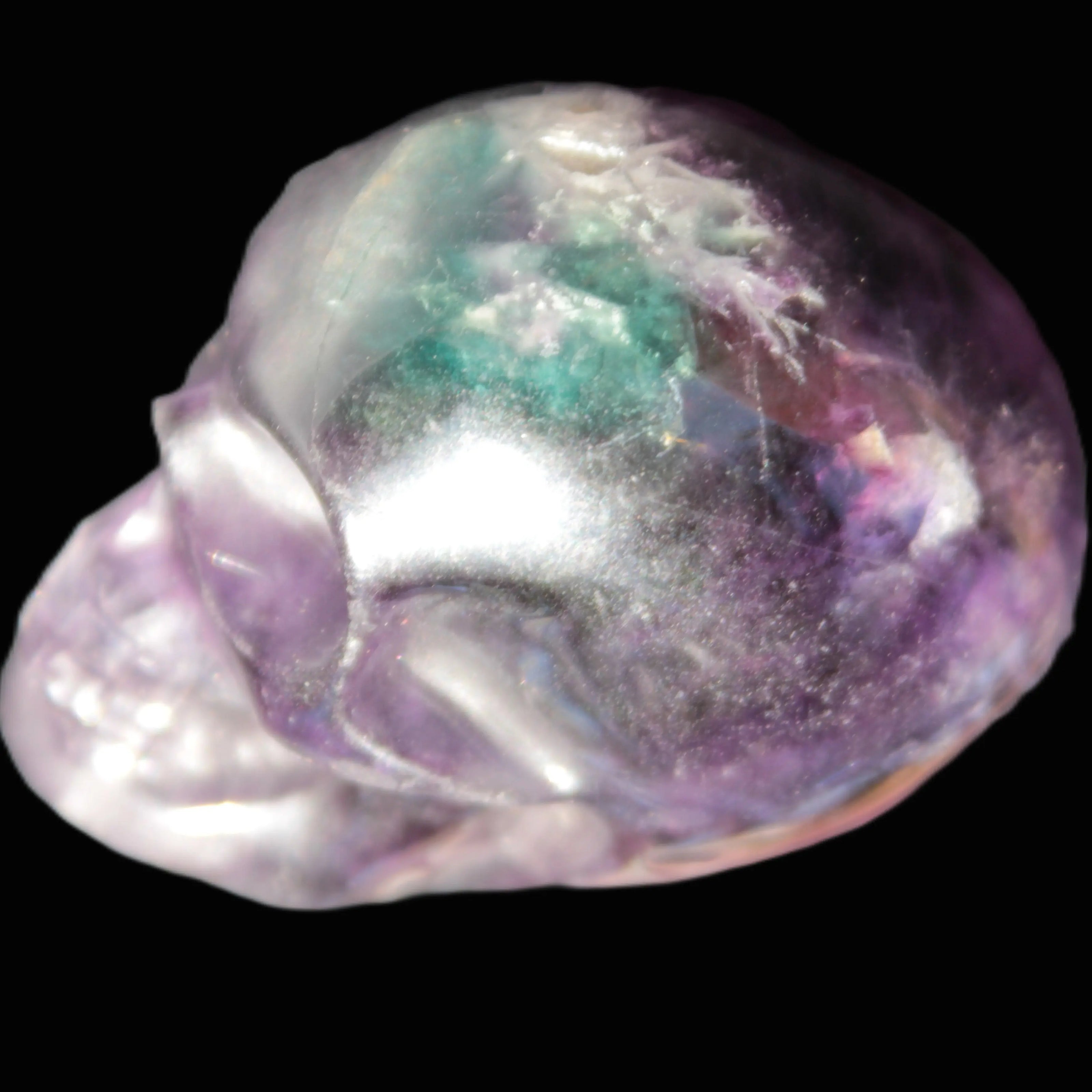 Purple with Green Fluorite skull 48*32*36mm 108g Rocks and Things Store