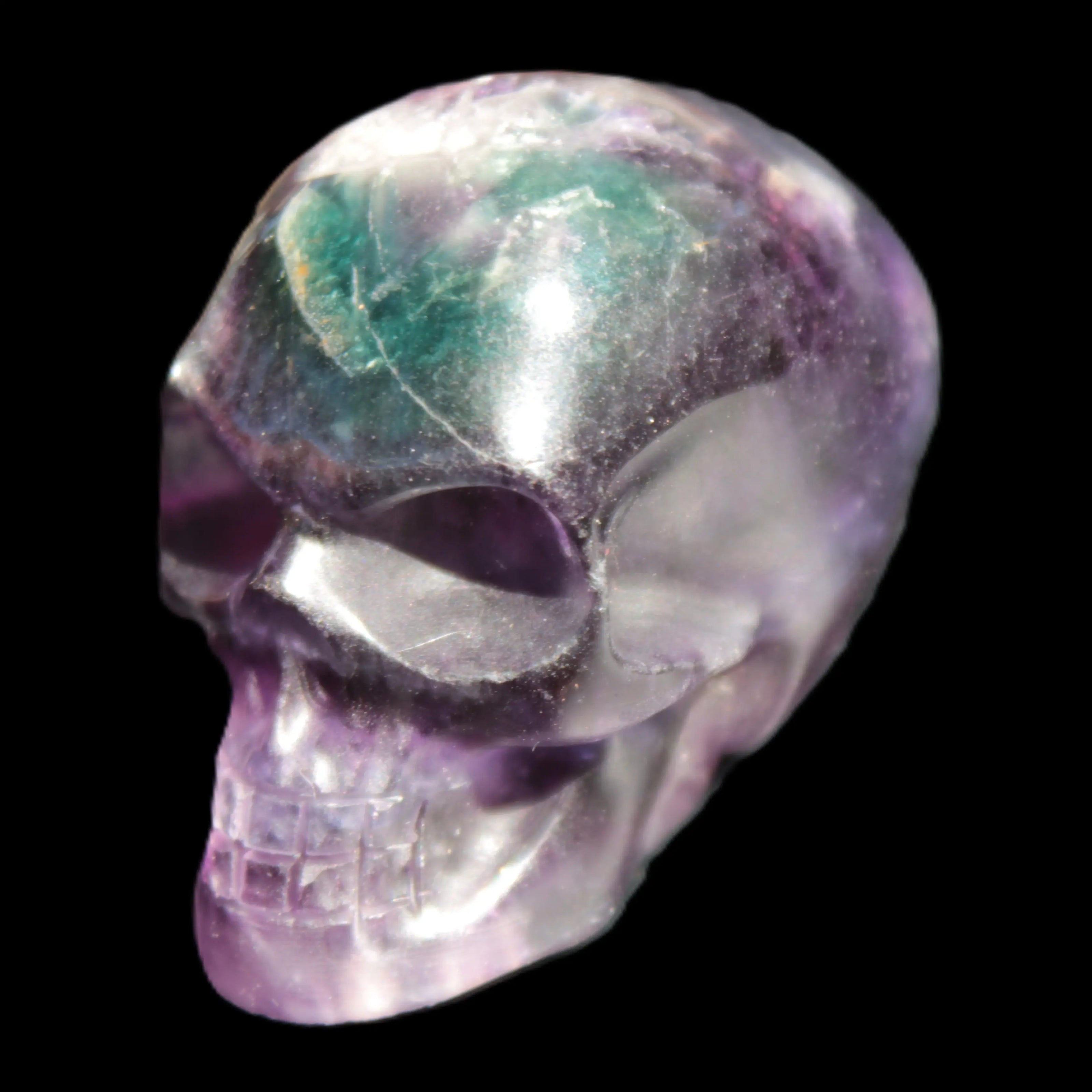 Purple with Green Fluorite skull 48*32*36mm 108g Rocks and Things Store