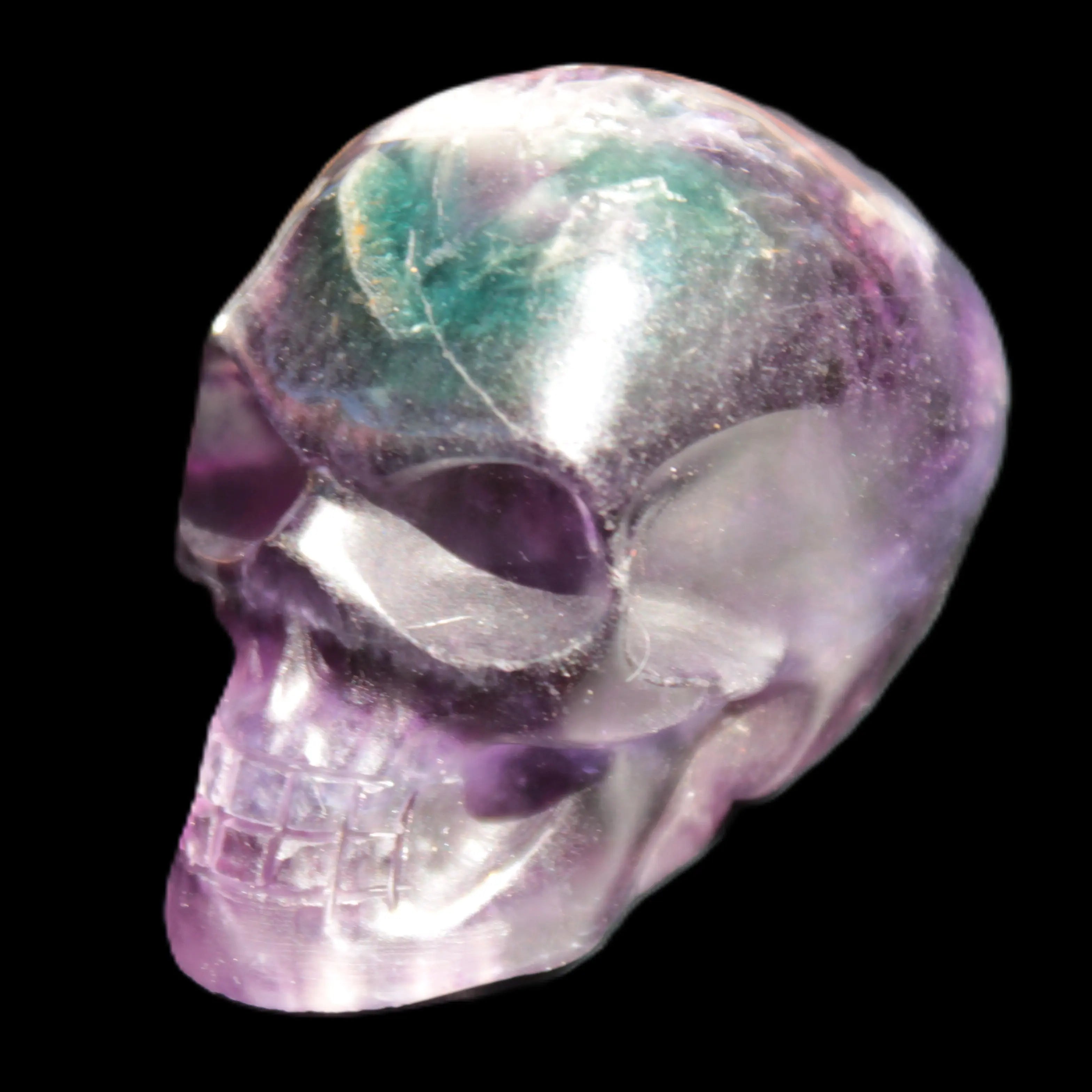 Purple with Green Fluorite skull 48*32*36mm 108g Rocks and Things Store
