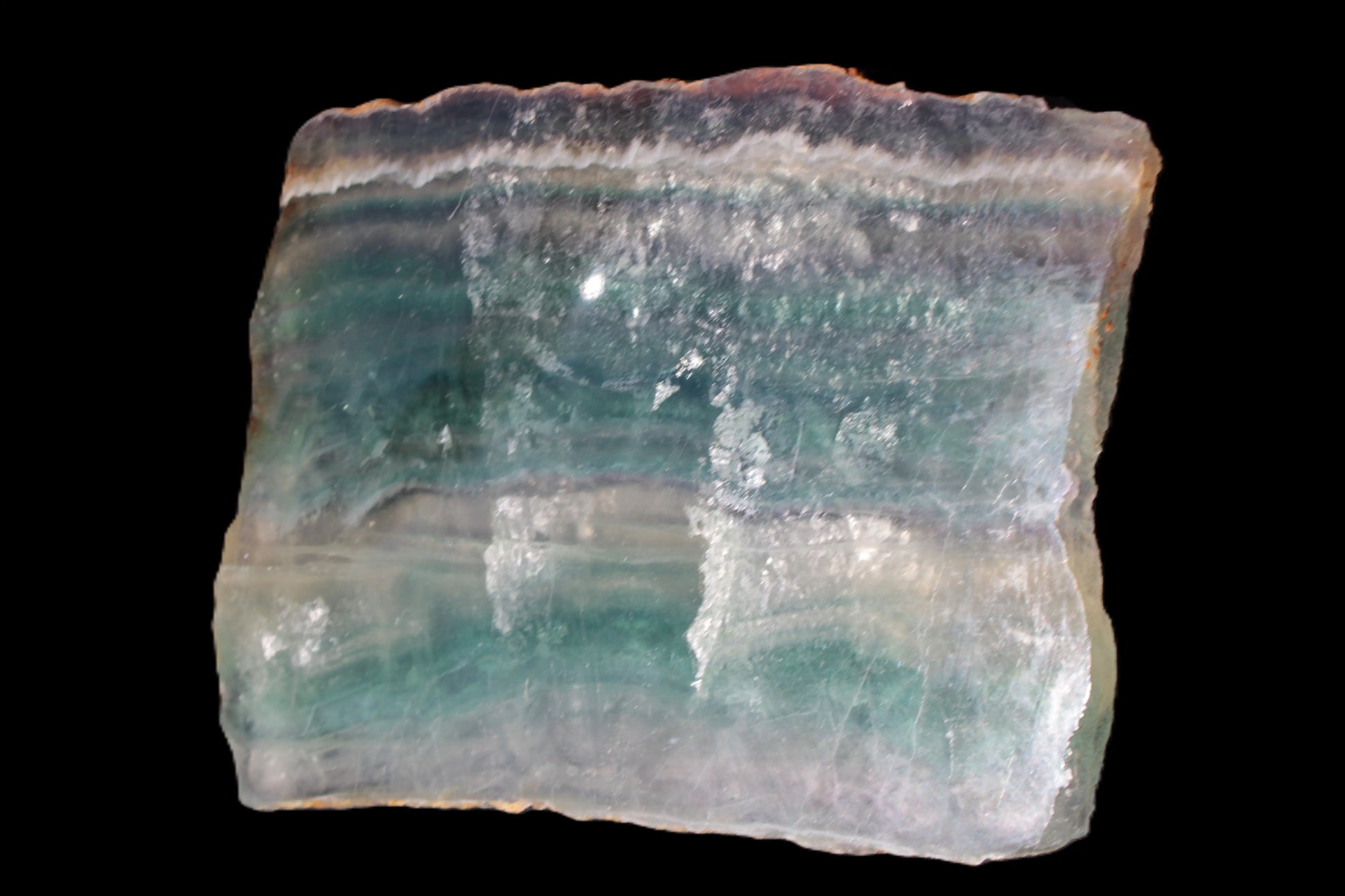 Rainbow Fluorite slice 555g Rocks and Things