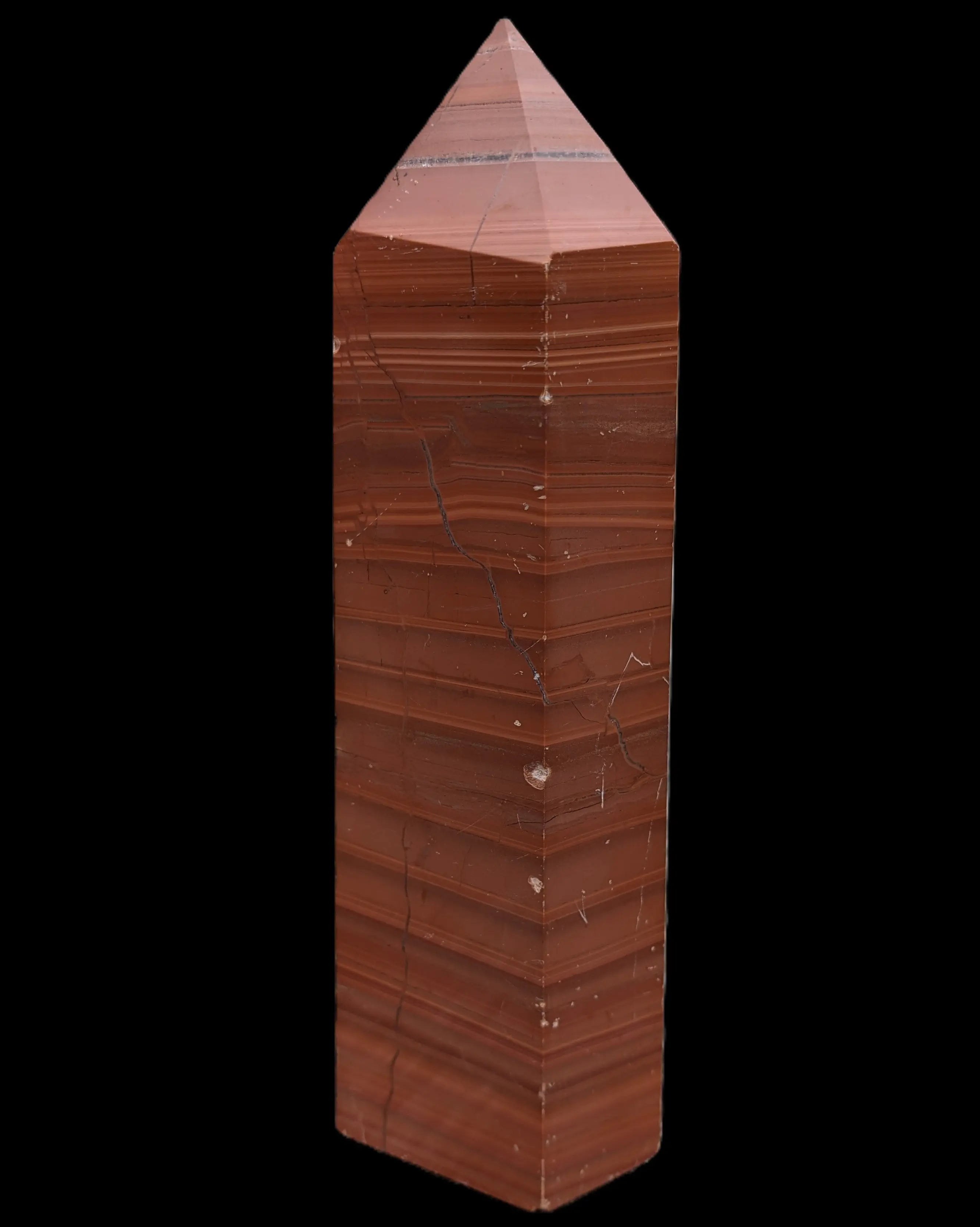 Red Jasper wood grain obelisk 298mm 4013g Rocks and Things Store