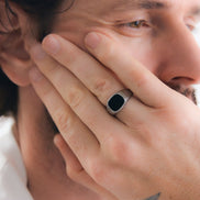Black Square Signet Ring • Stainless Steel