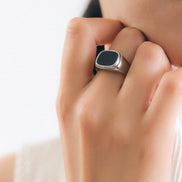 Black Square Signet Ring • Stainless Steel 