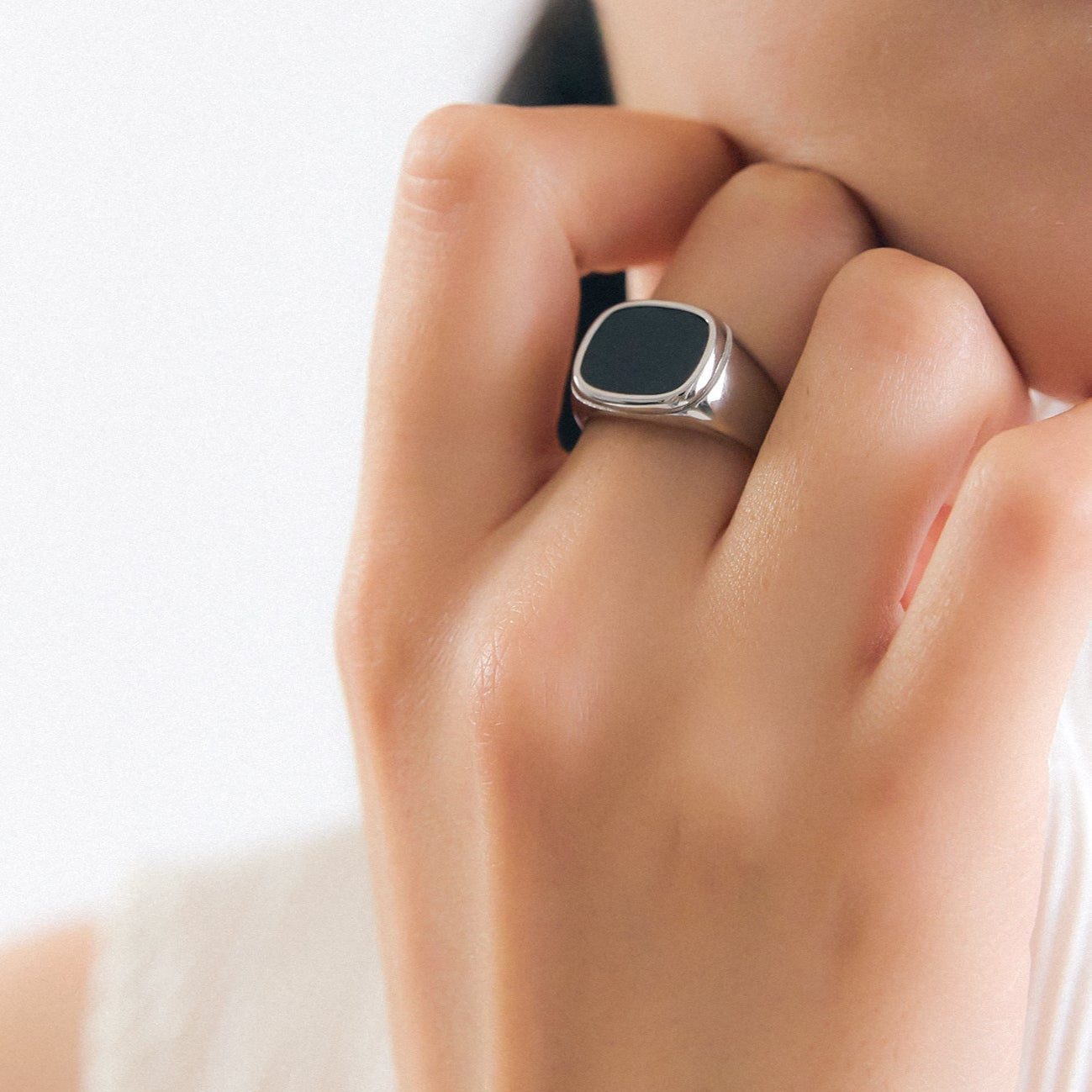Black Square Signet Ring • Stainless Steel 