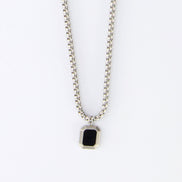 Onyx Hex Necklace • Stainless Steel