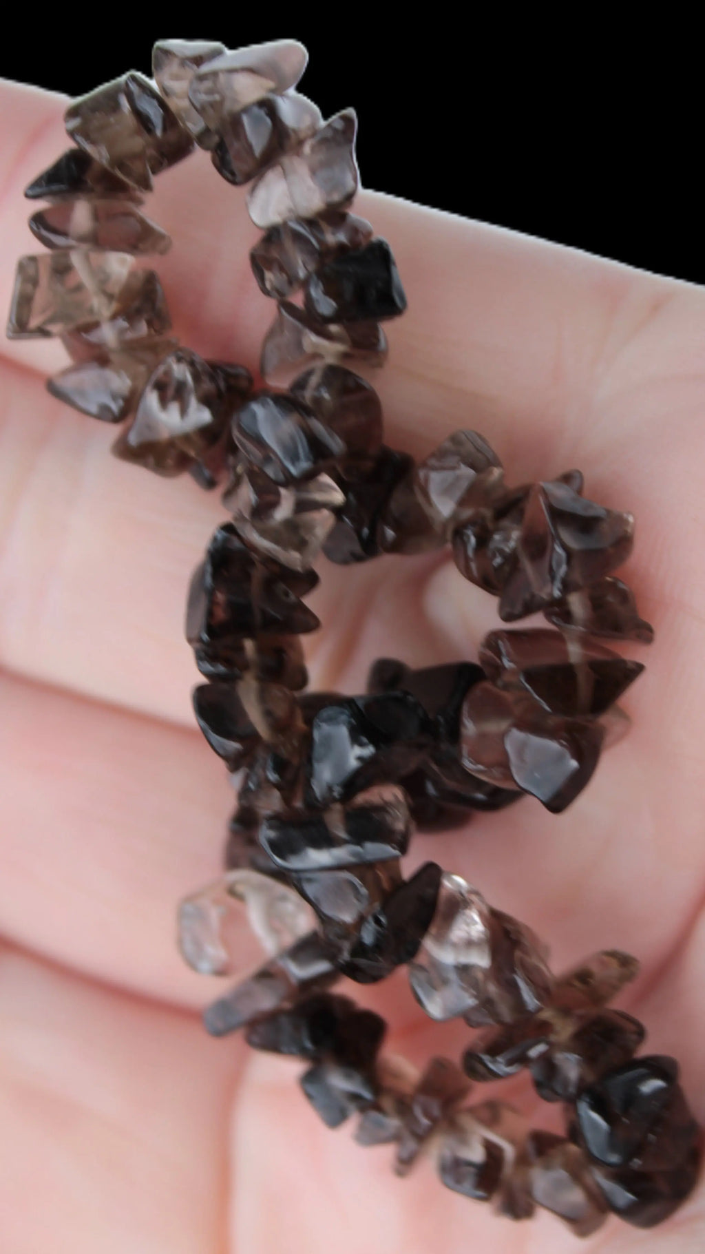 Smoky Quartz chip bracelet 15-17g Rocks and Things Store