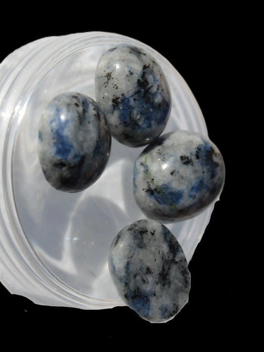 Sodalite 4 polished cabachons 6*12mm - 12*14mm (1-1.9g each) 5.7g Rocks and Things