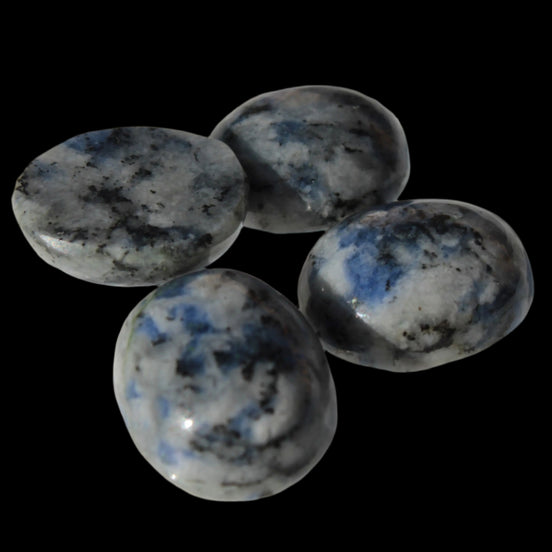 Sodalite 4 polished cabachons 6*12mm - 12*14mm (1-1.9g each) 5.7g in sunshine - Rocks and Things Store