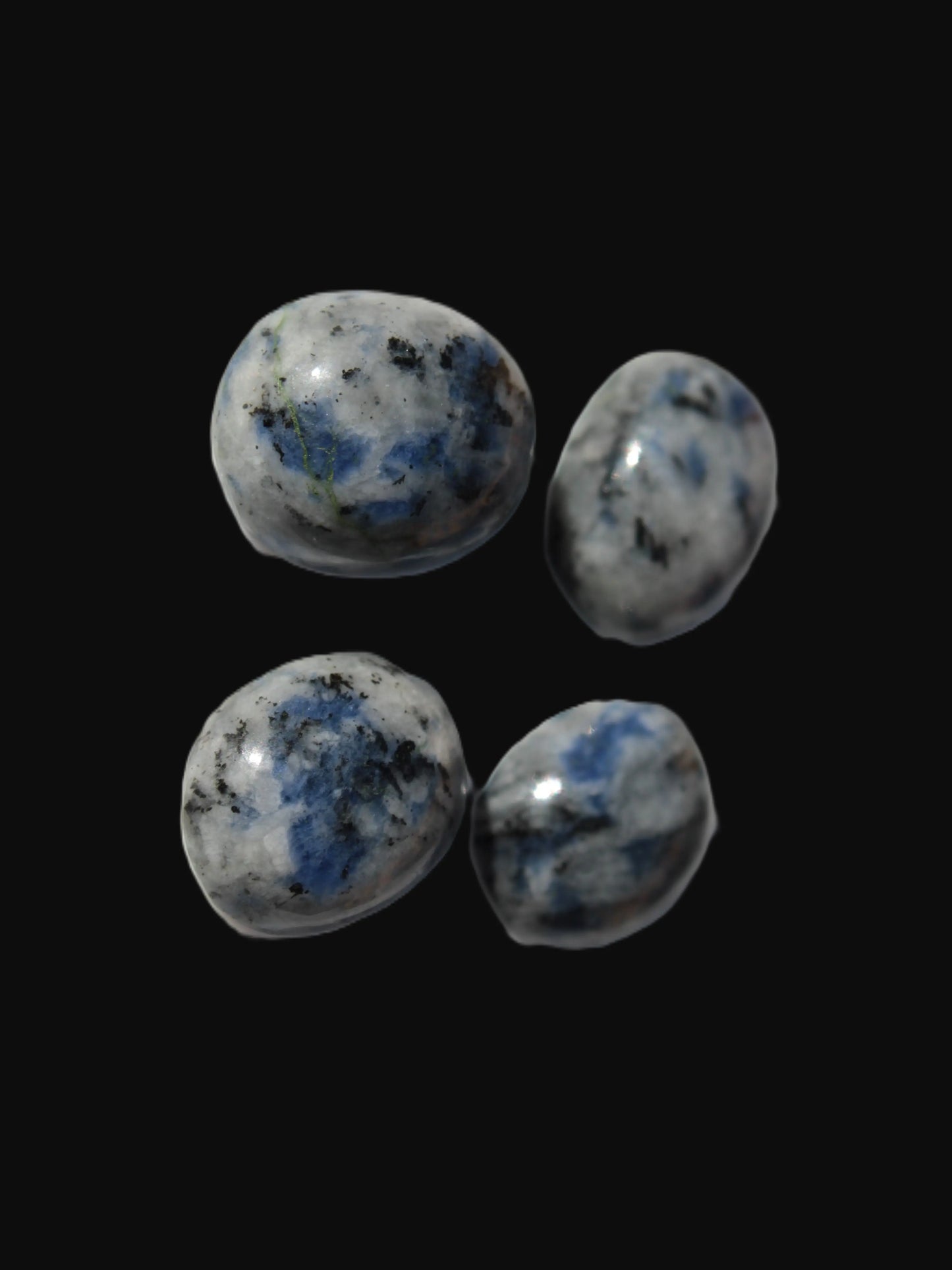 Sodalite 4 polished cabachons 6*12mm - 12*14mm (1-1.9g each) 5.7g Rocks and Things