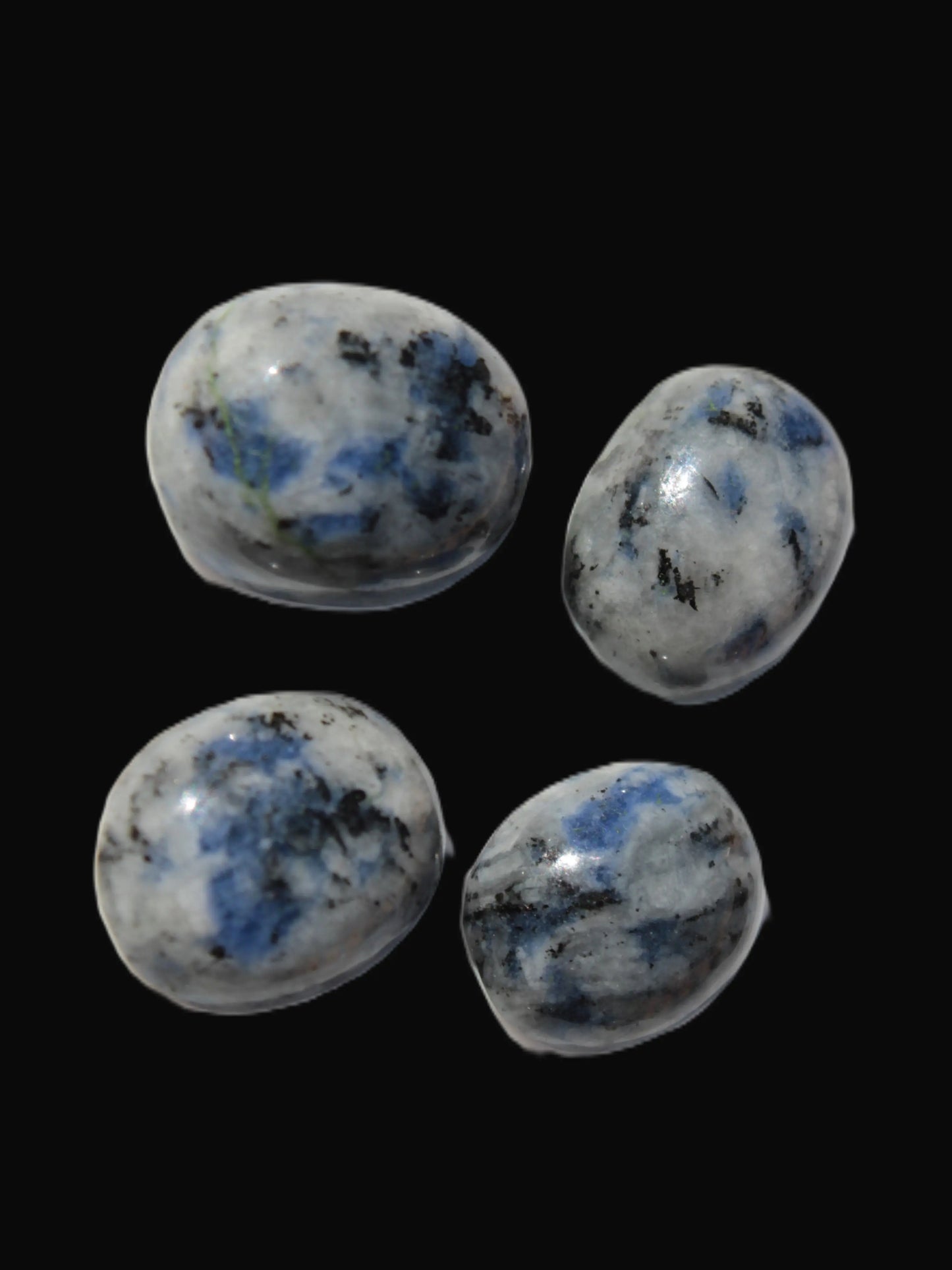 Sodalite 4 polished cabachons 6*12mm - 12*14mm (1-1.9g each) 5.7g Rocks and Things