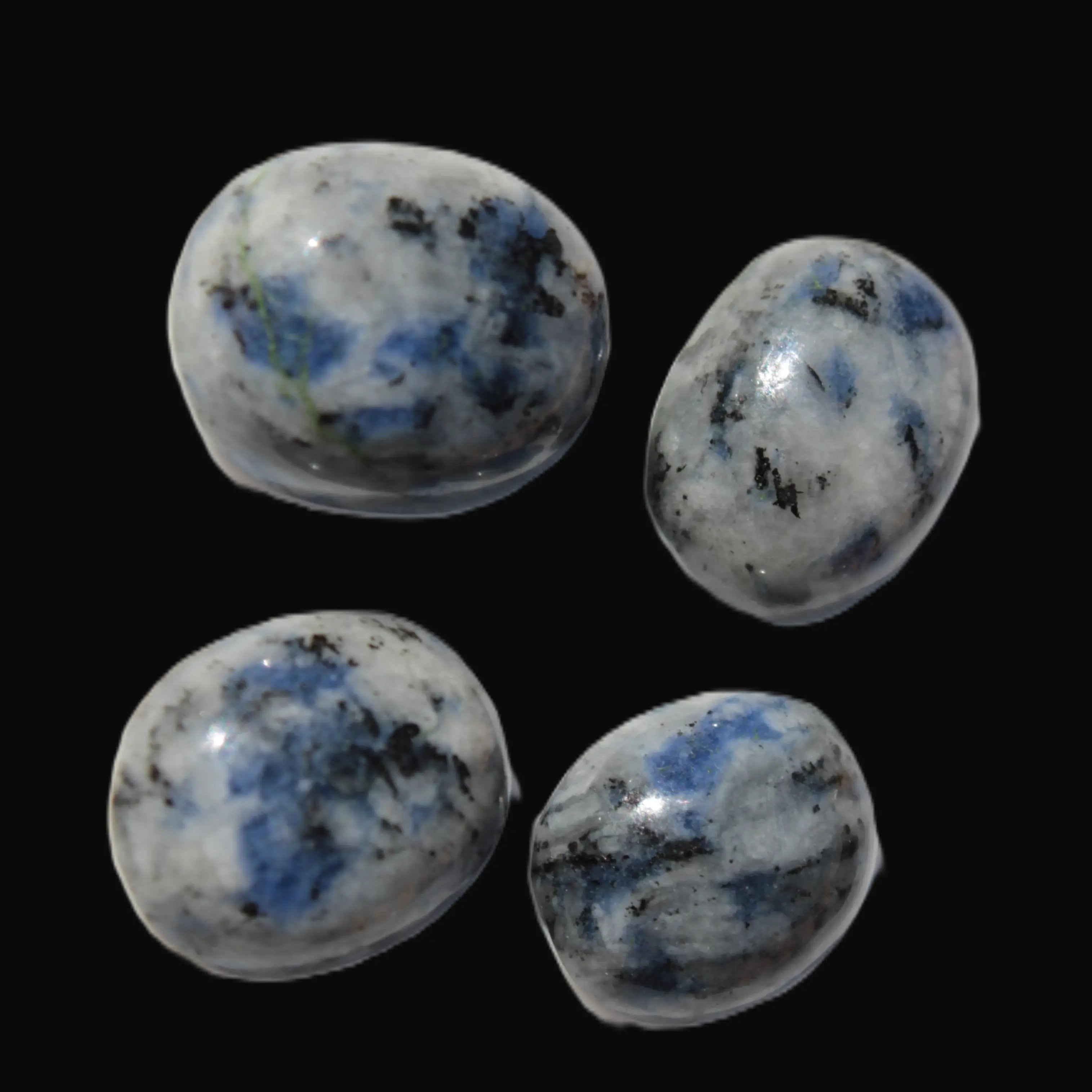 Sodalite 4 polished cabachons 6*12mm - 12*14mm (1-1.9g each) 5.7g in sunshine - Rocks and Things Store