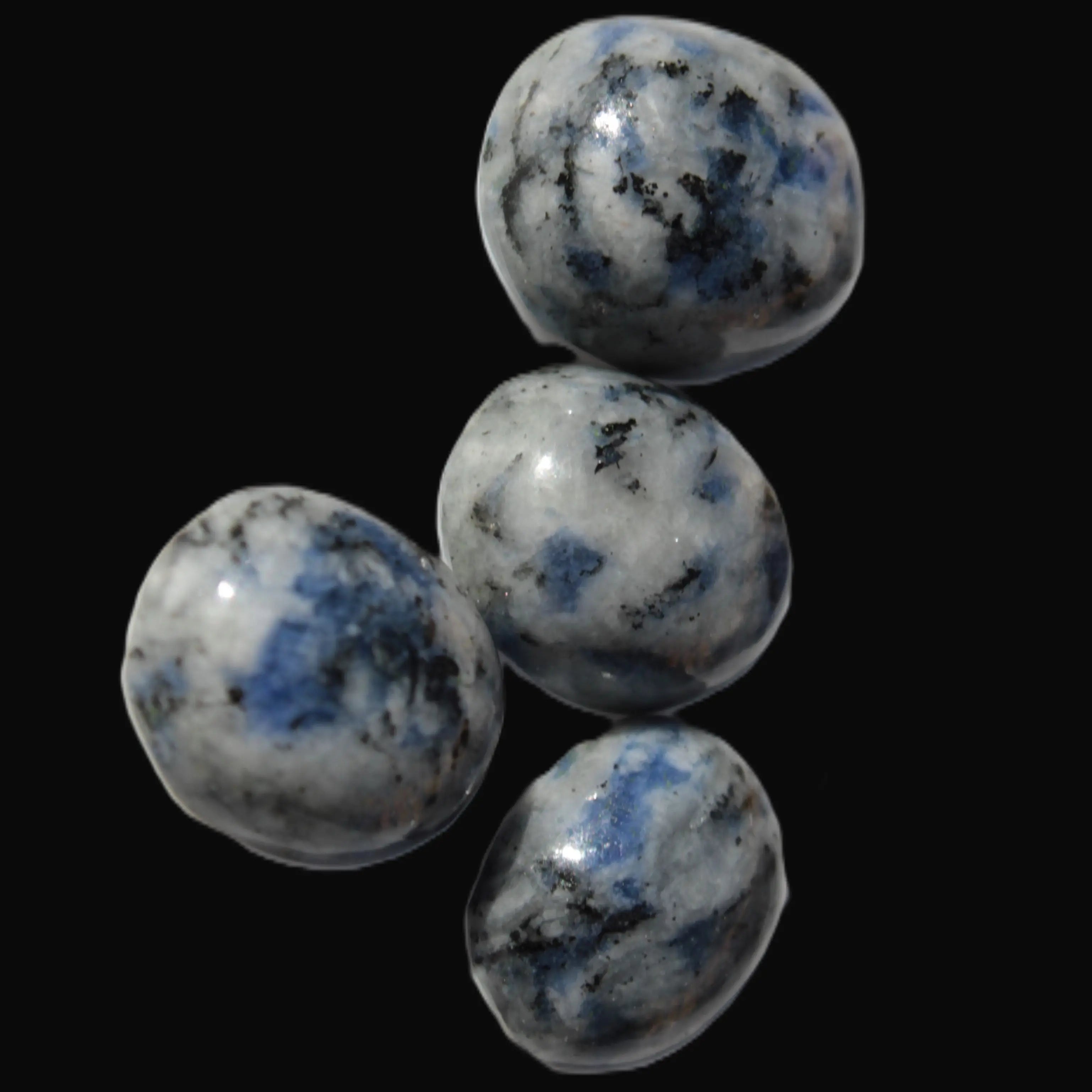 Sodalite 4 polished cabachons 6*12mm - 12*14mm (1-1.9g each) 5.7g in sunshine - Rocks and Things Store