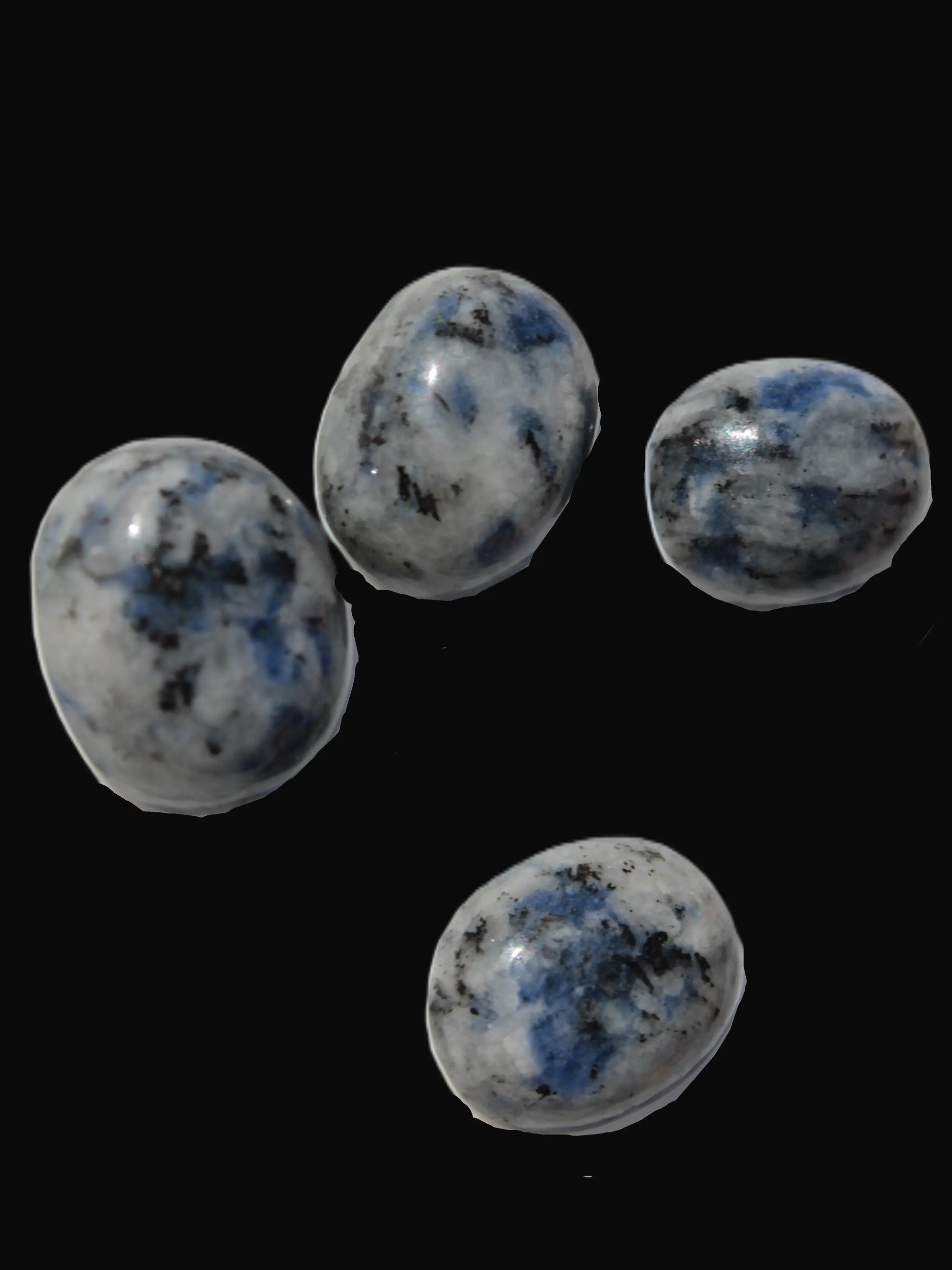 Sodalite 4 polished cabachons 6*12mm - 12*14mm (1-1.9g each) 5.7g Rocks and Things