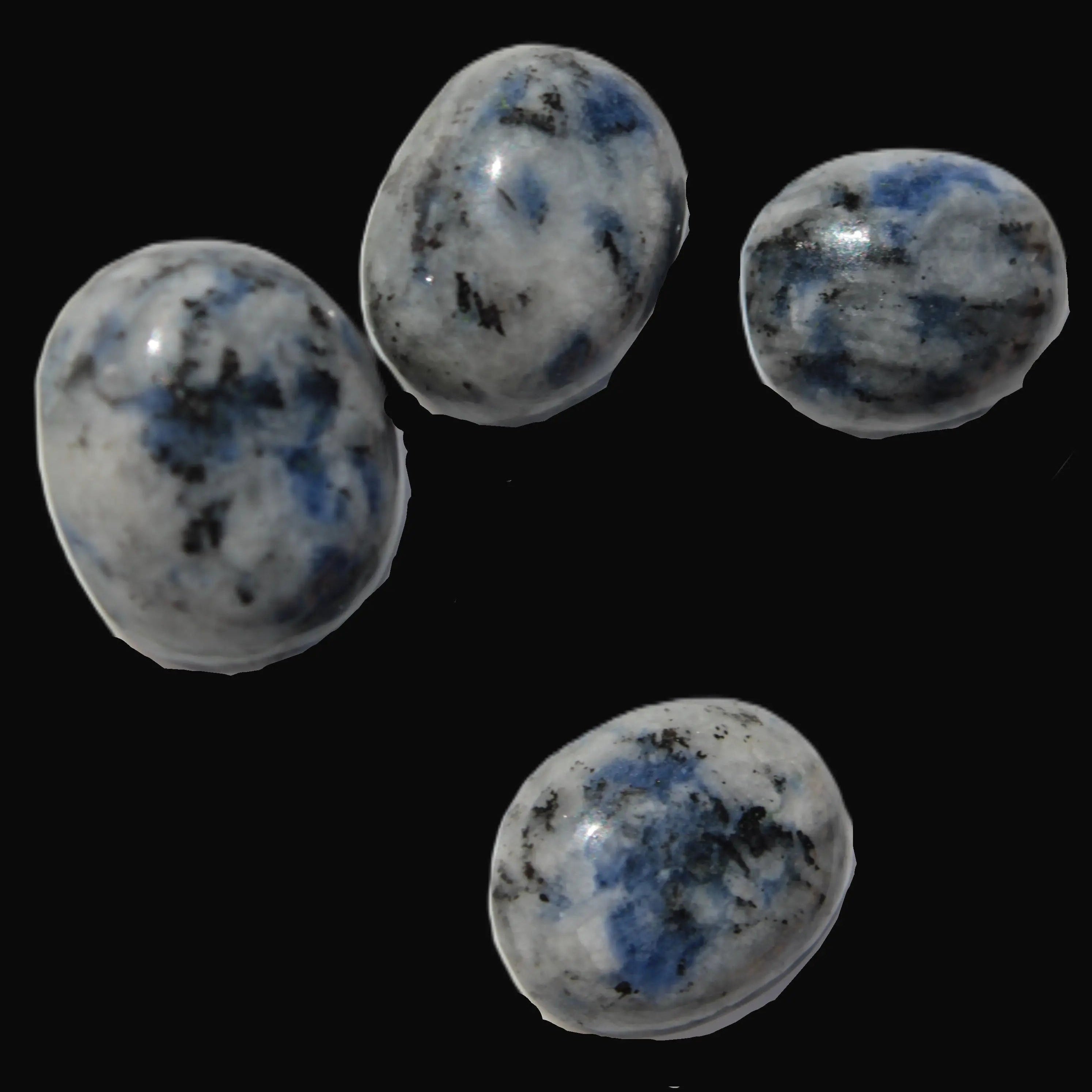Sodalite 4 polished cabachons 6*12mm - 12*14mm (1-1.9g each) 5.7g in sunshine - Rocks and Things Store