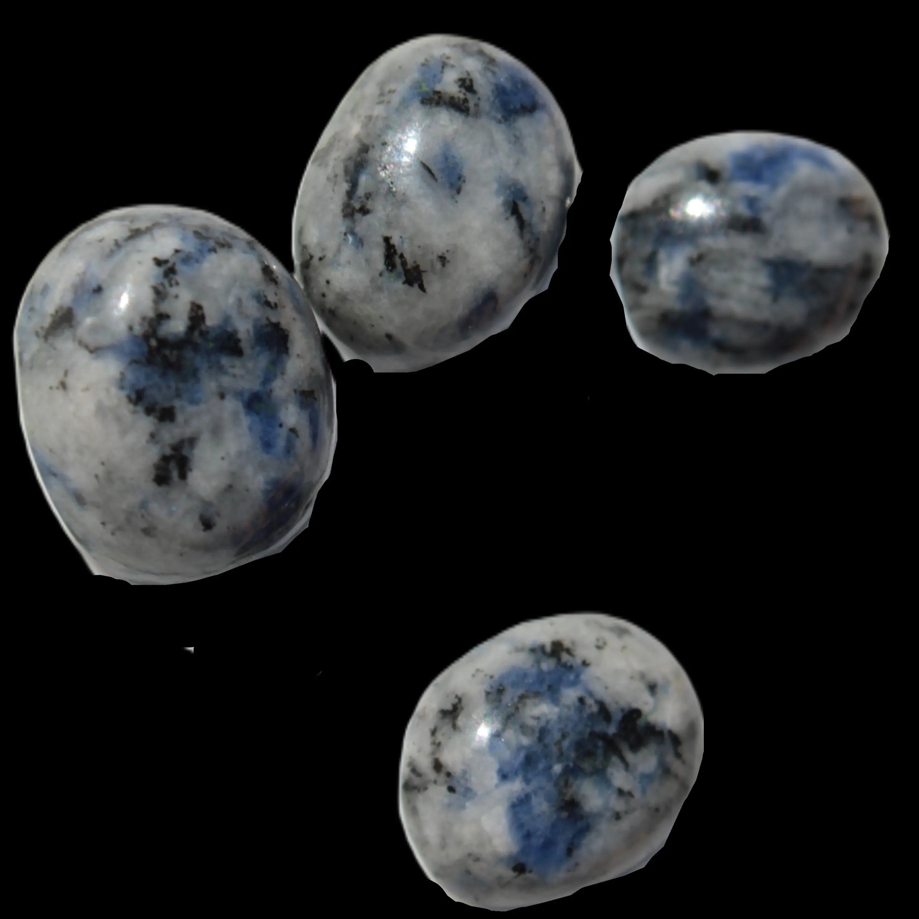 Sodalite 4 polished cabachons 6*12mm - 12*14mm (1-1.9g each) 5.7g in sunshine - Rocks and Things Store